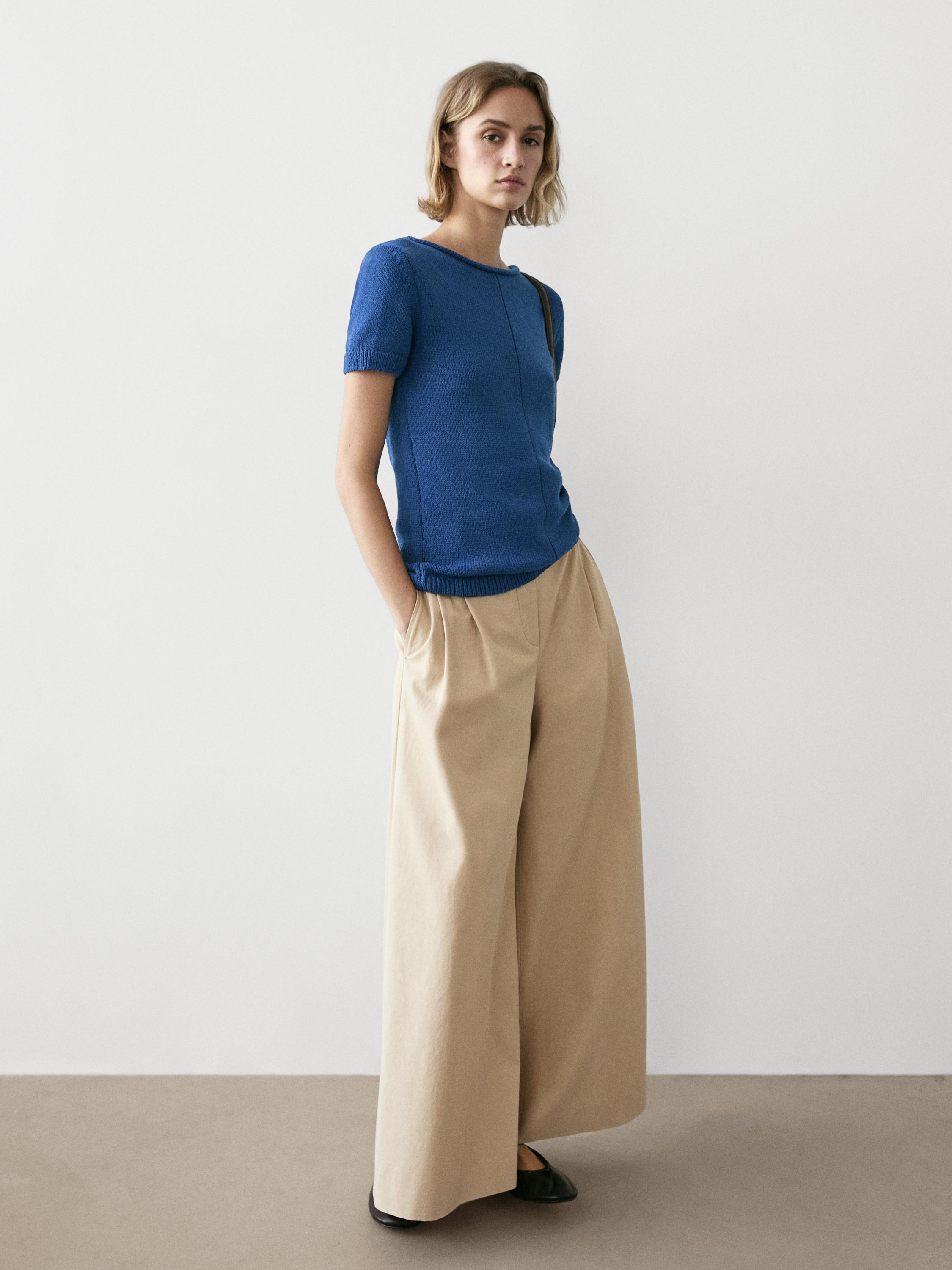 Flowy cropped pants — SAND