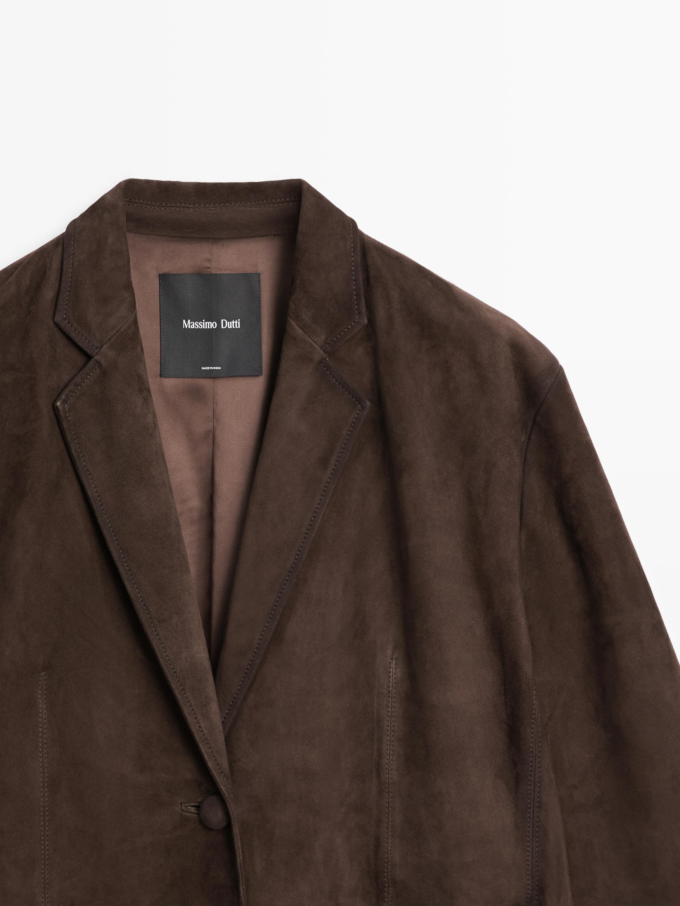 Long suede leather coat — BROWN