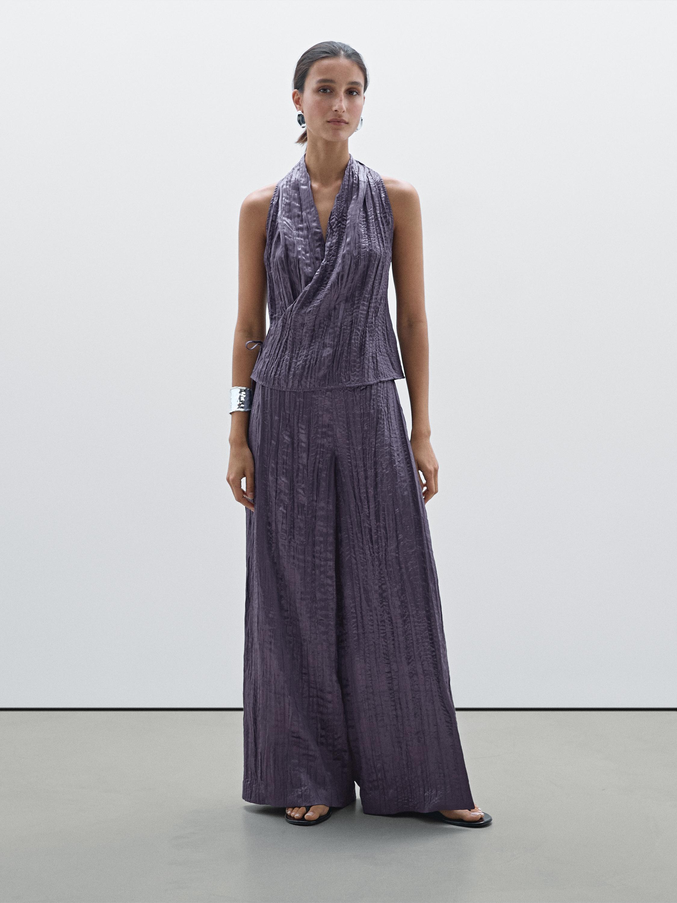 Pleated halter top