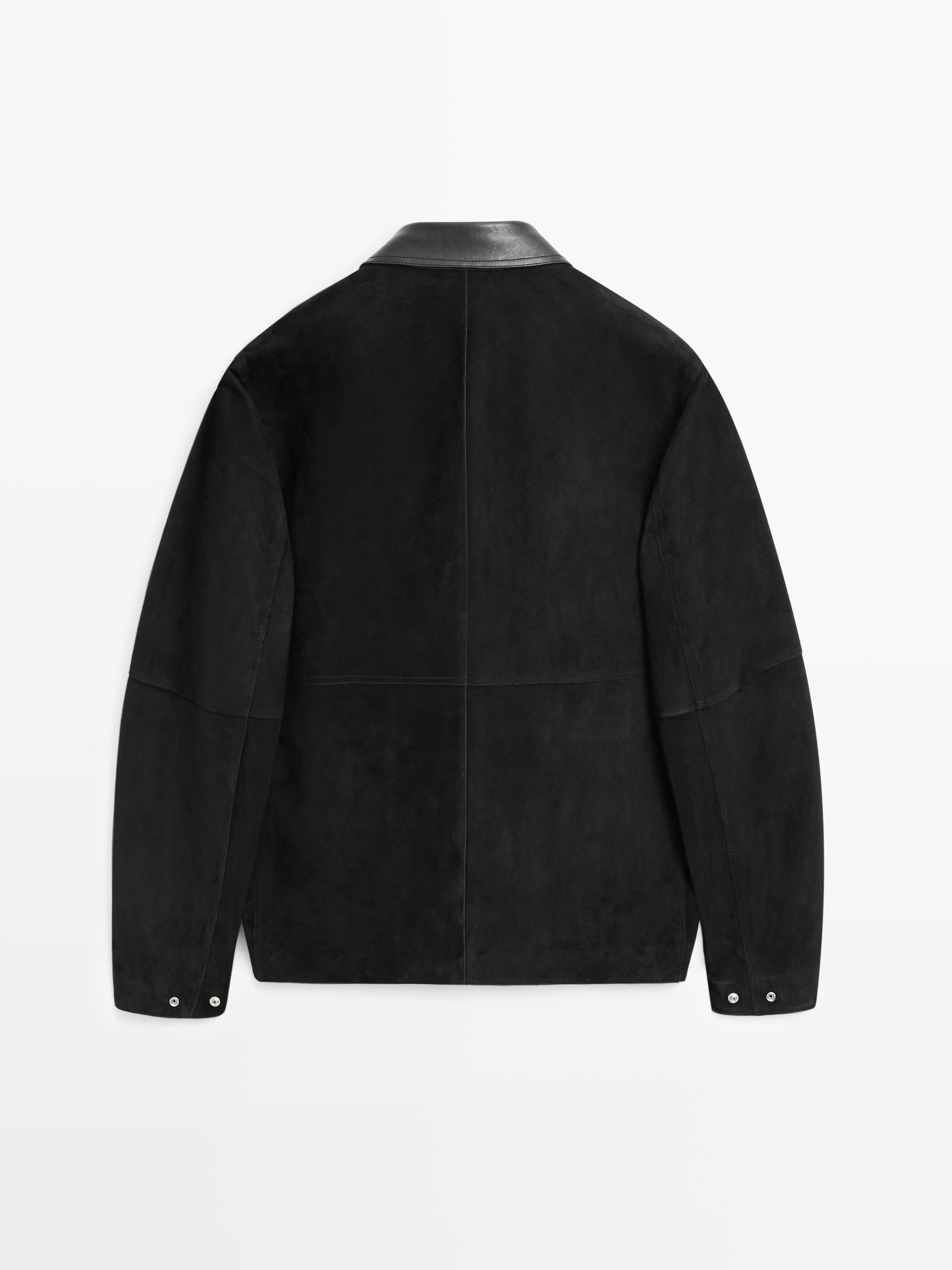 Jacket with suede pockets detail — BLACK
