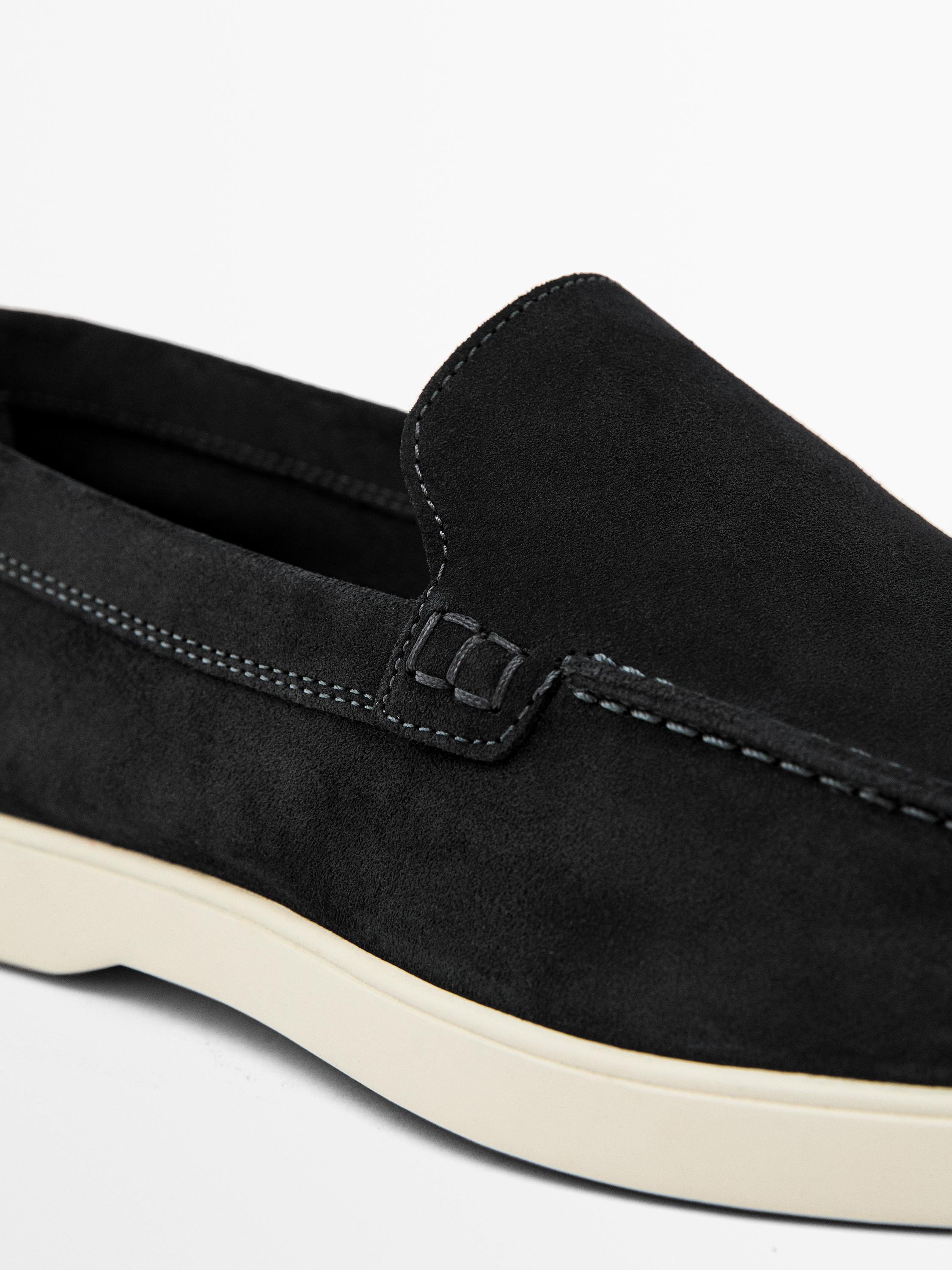 Split suede leather loafers