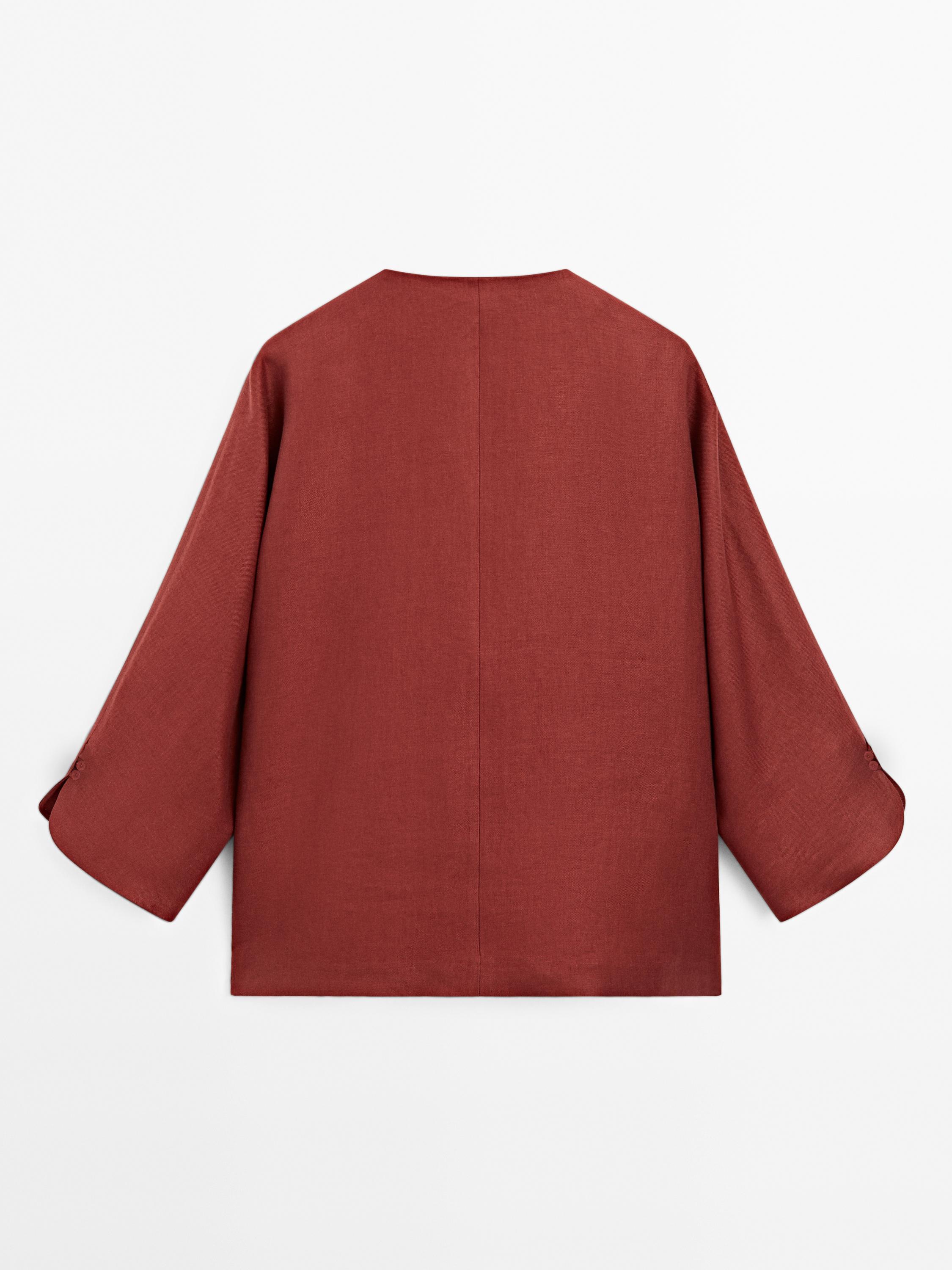 100% linen V-neck blouse
