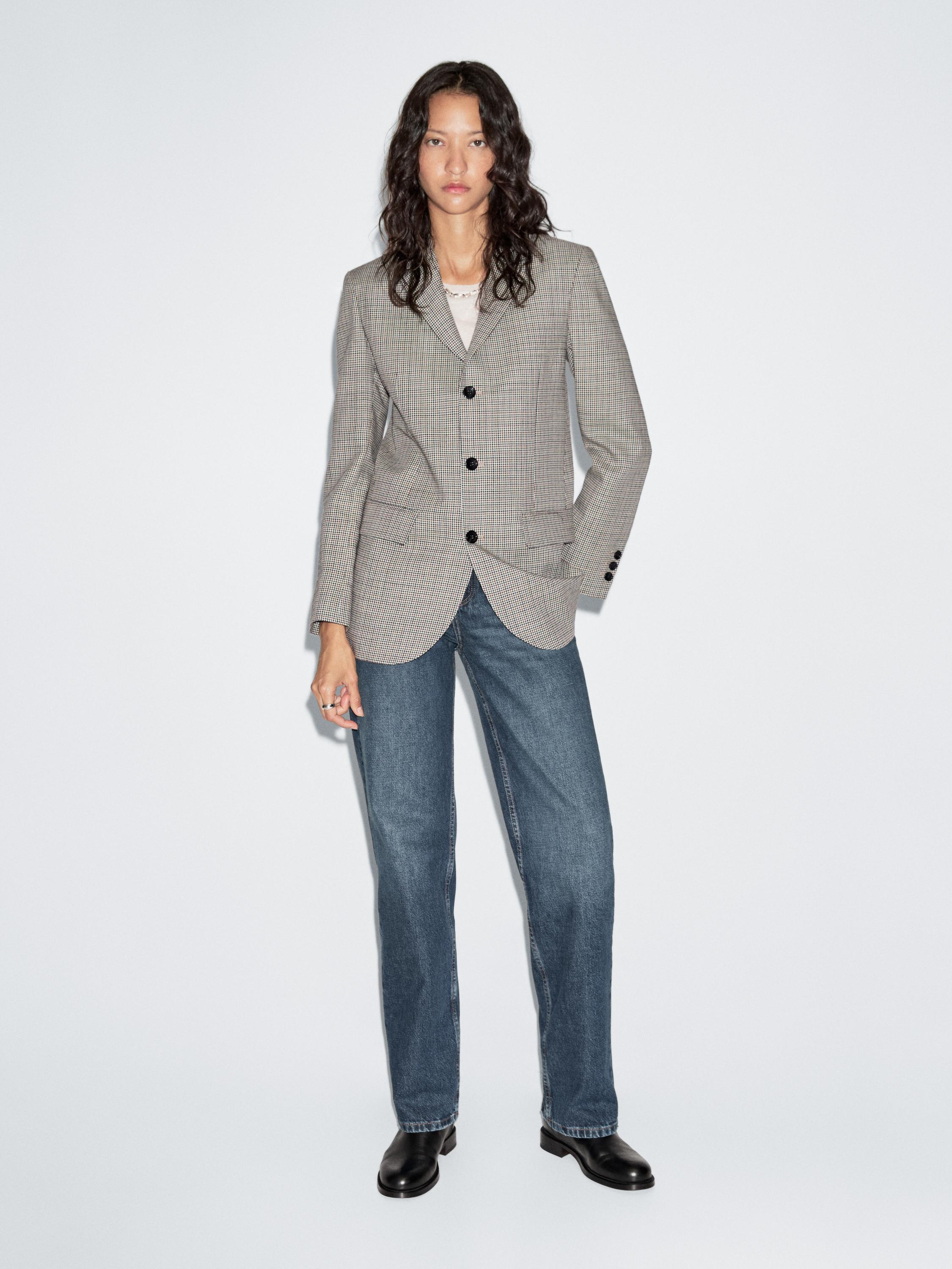 Blazer pied-de-poule 100 % laine