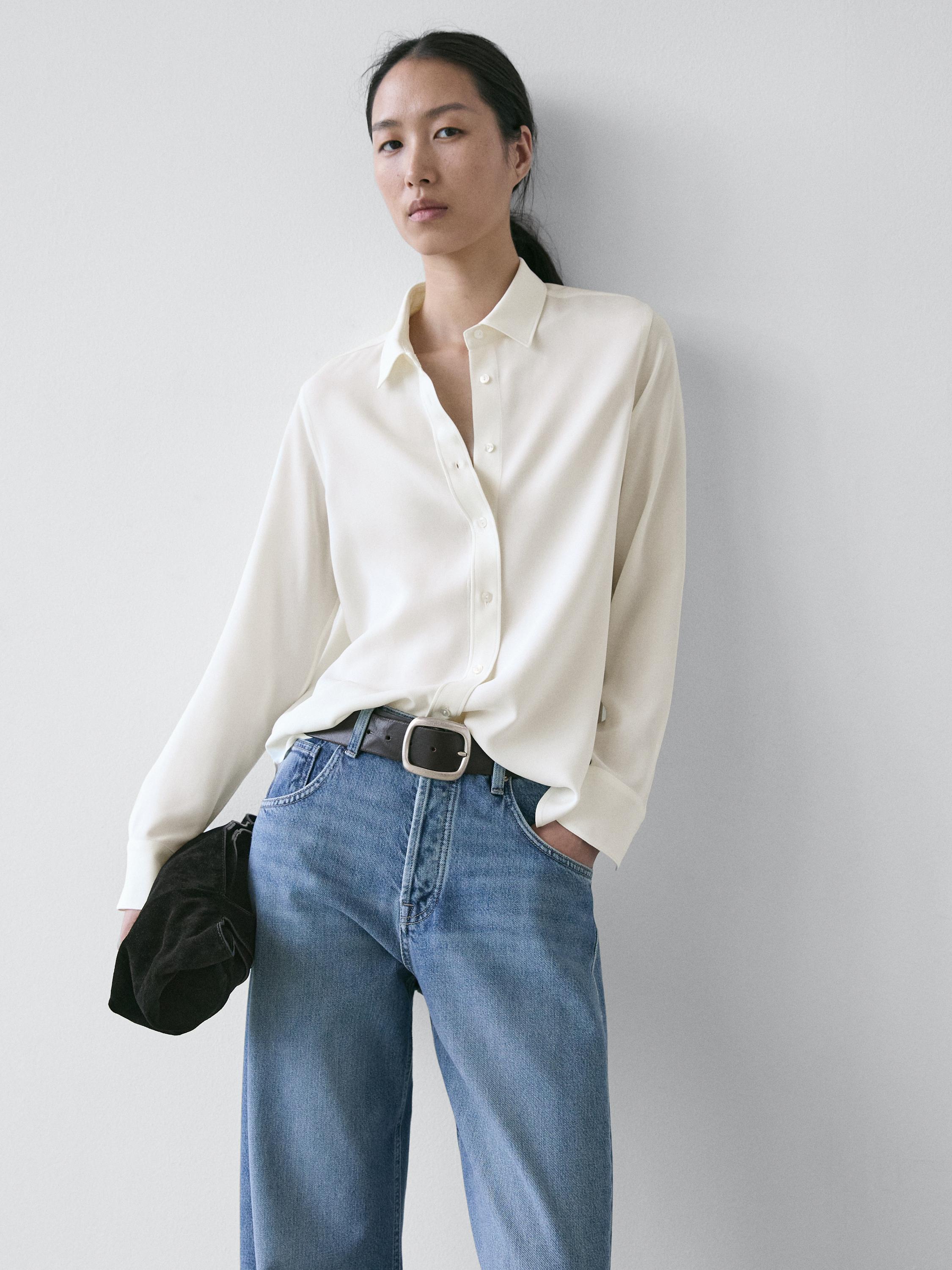Flowing shirt with shirt collar — Off white