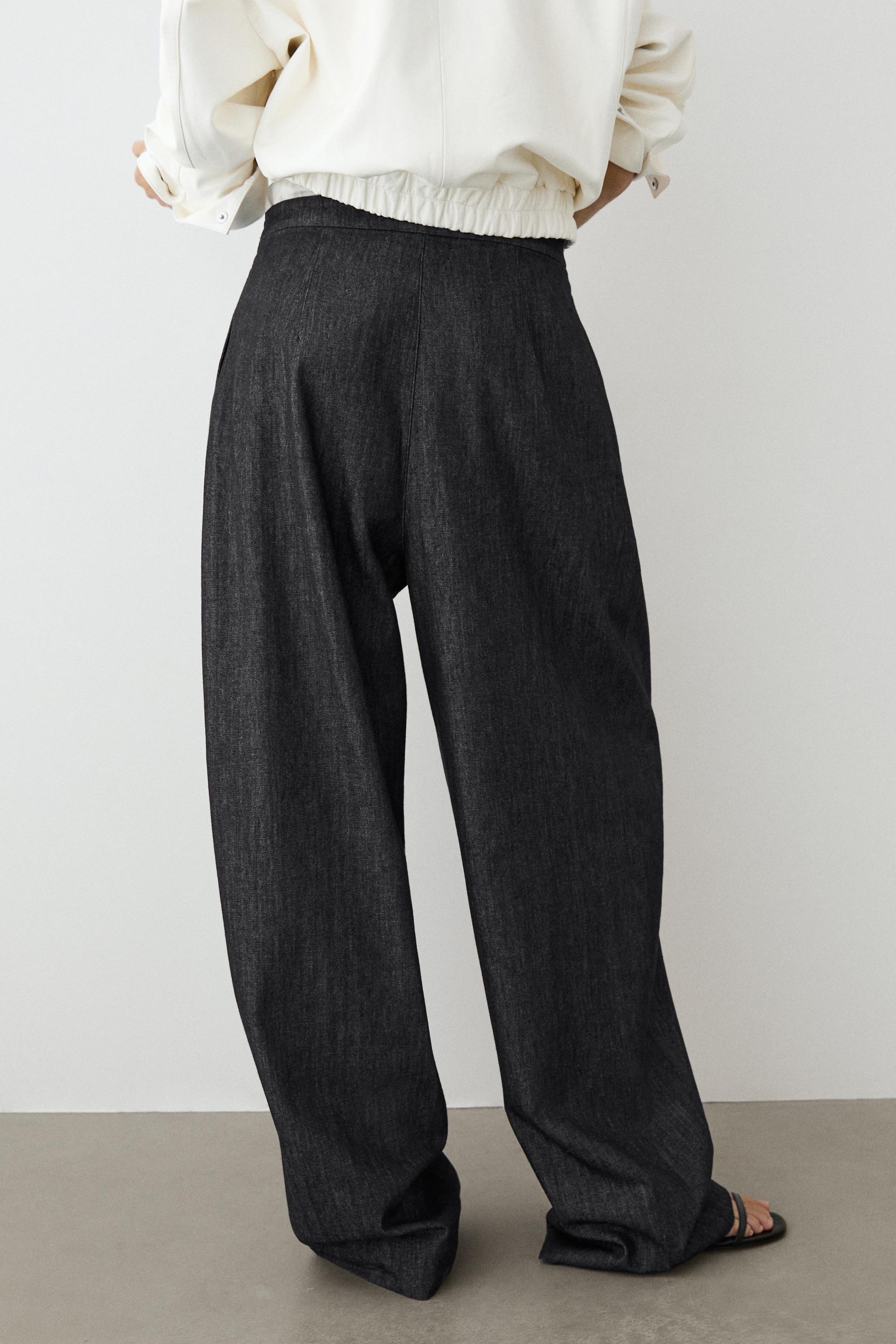 High-waist barrel fit jeans — DARK BLUE