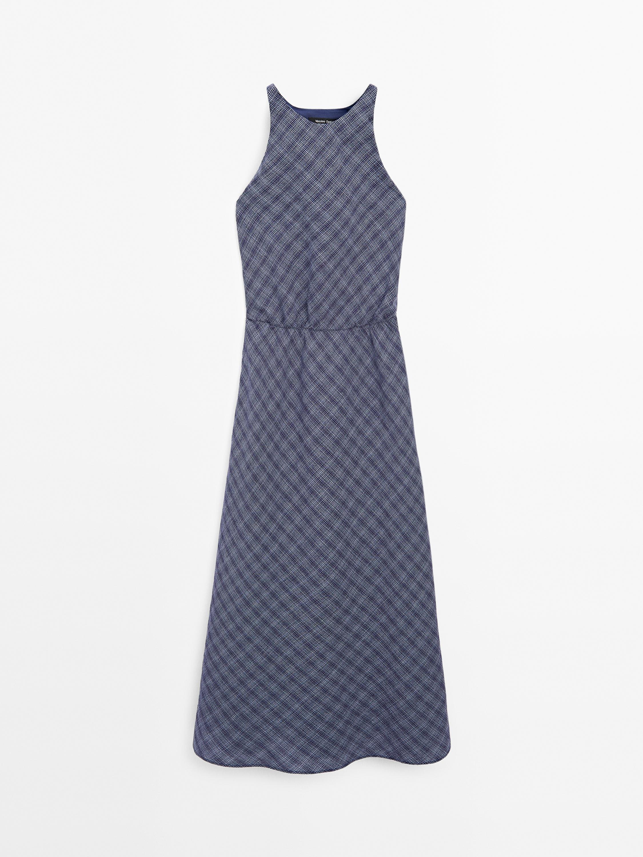Long checked dress with back detail