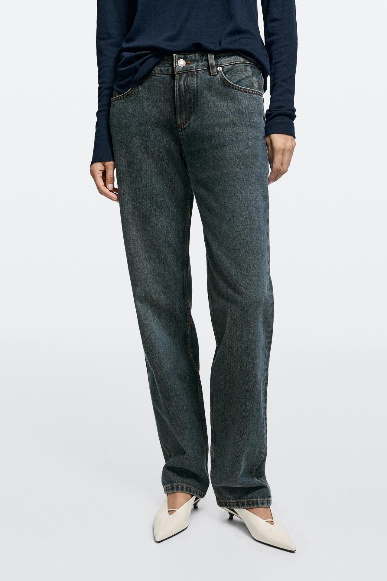 Low-rise straight-leg jeans — Dark blue