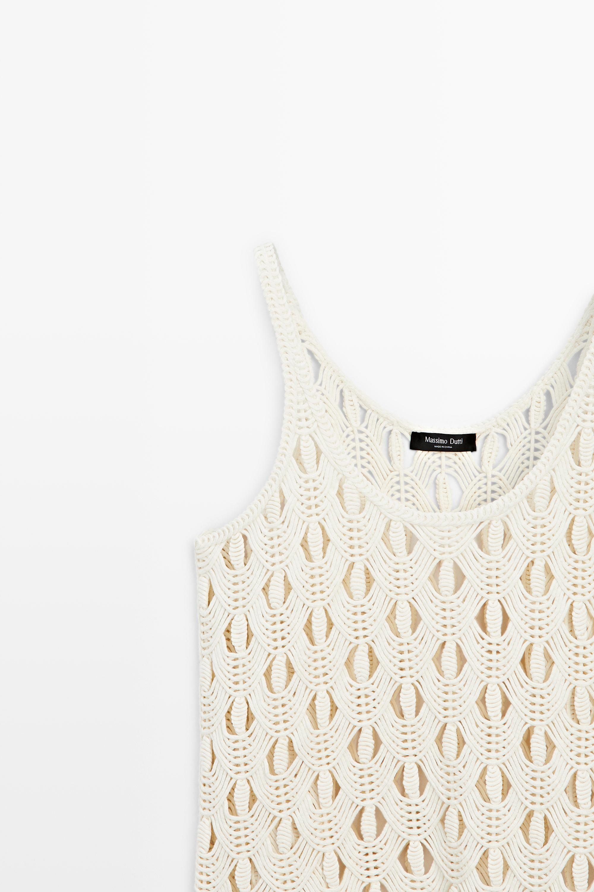 Strappy top with crochet detail — CREAM