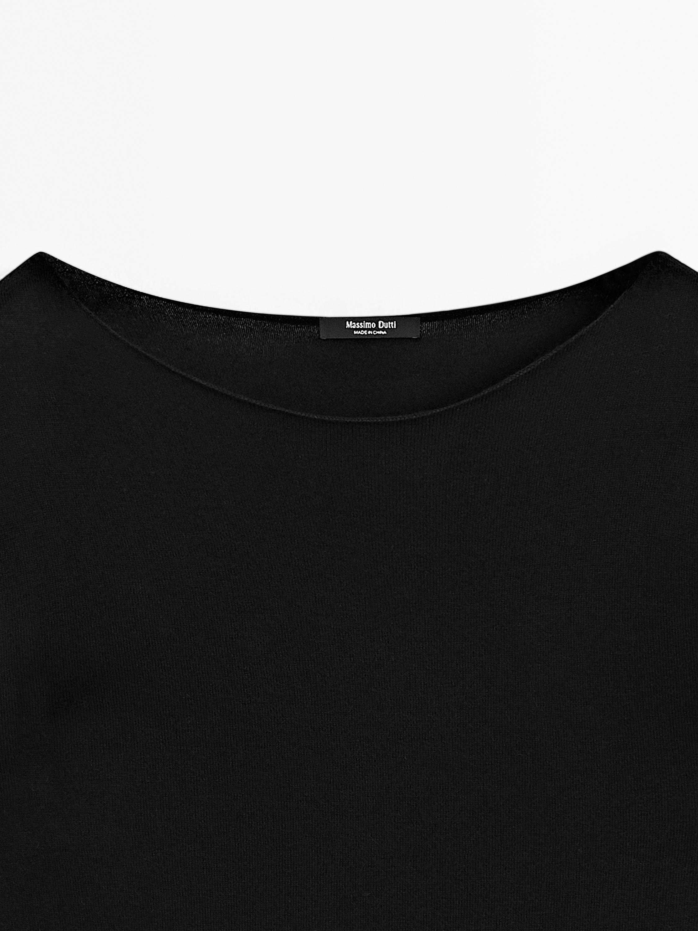 Wool blend boat neck sweater
