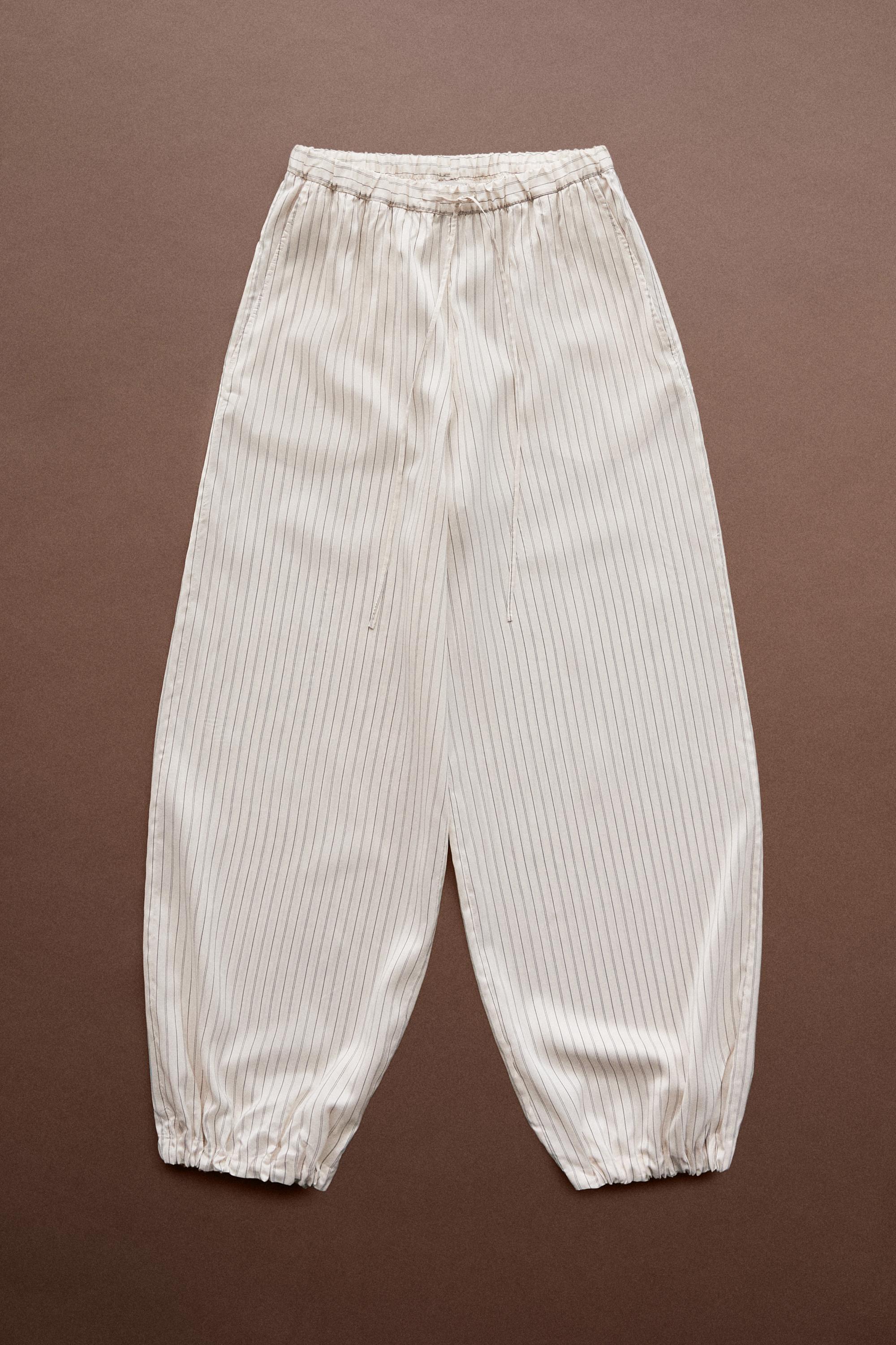 Striped flowing drop crotch pants - STUDIO — CREAM