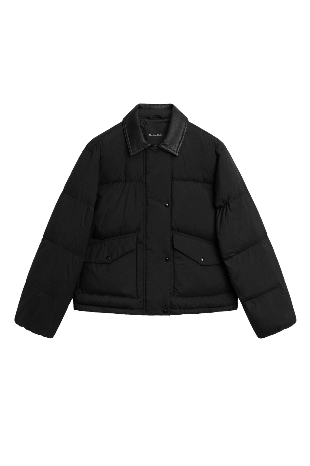 Massimo Dutti Nappa dəri yaxalıqlı pambıq bomber