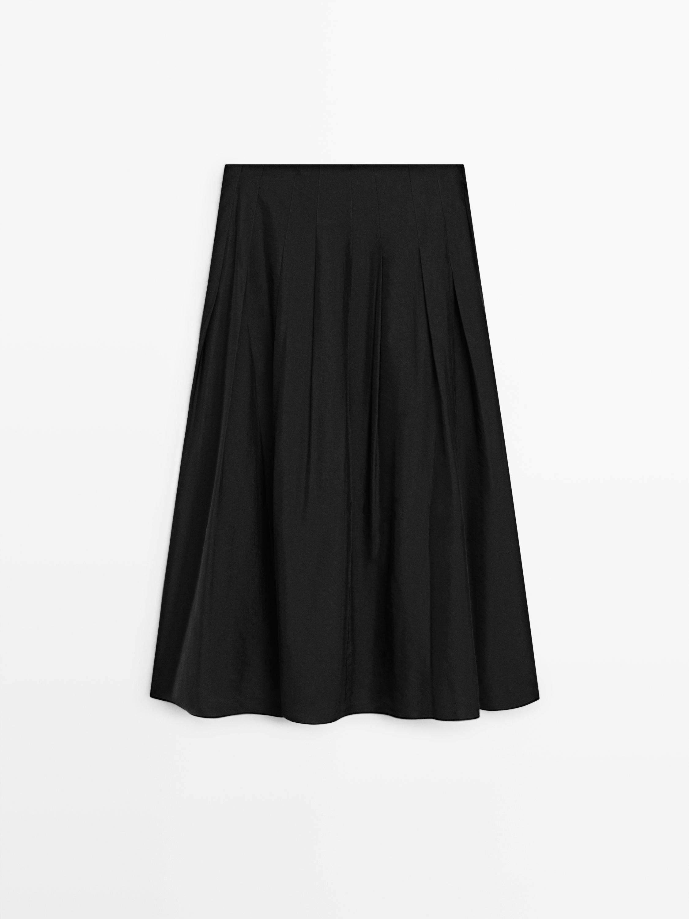 Flowing midi skirt with pintucks