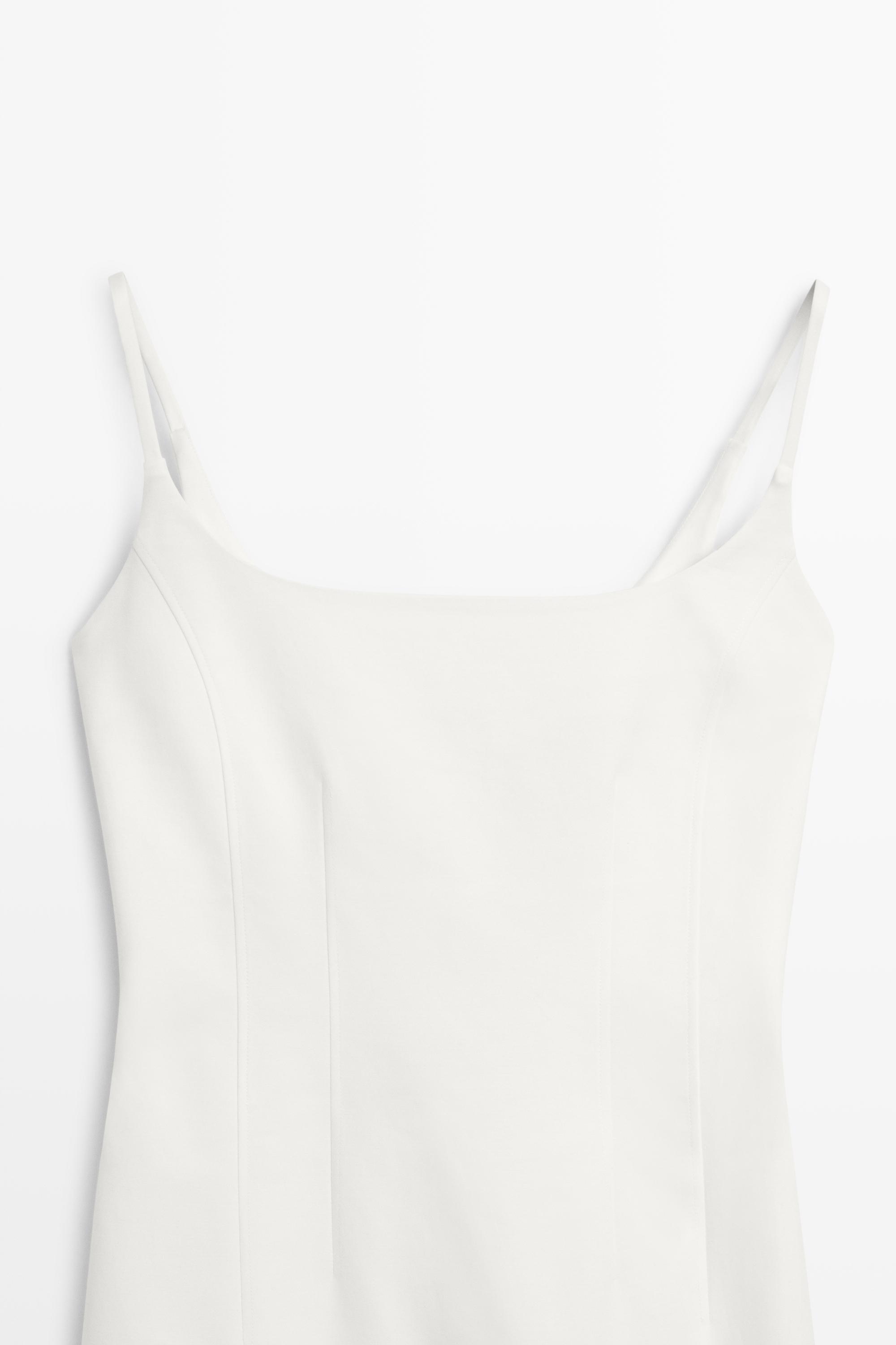 Cotton blend stretch midi dress — WHITE