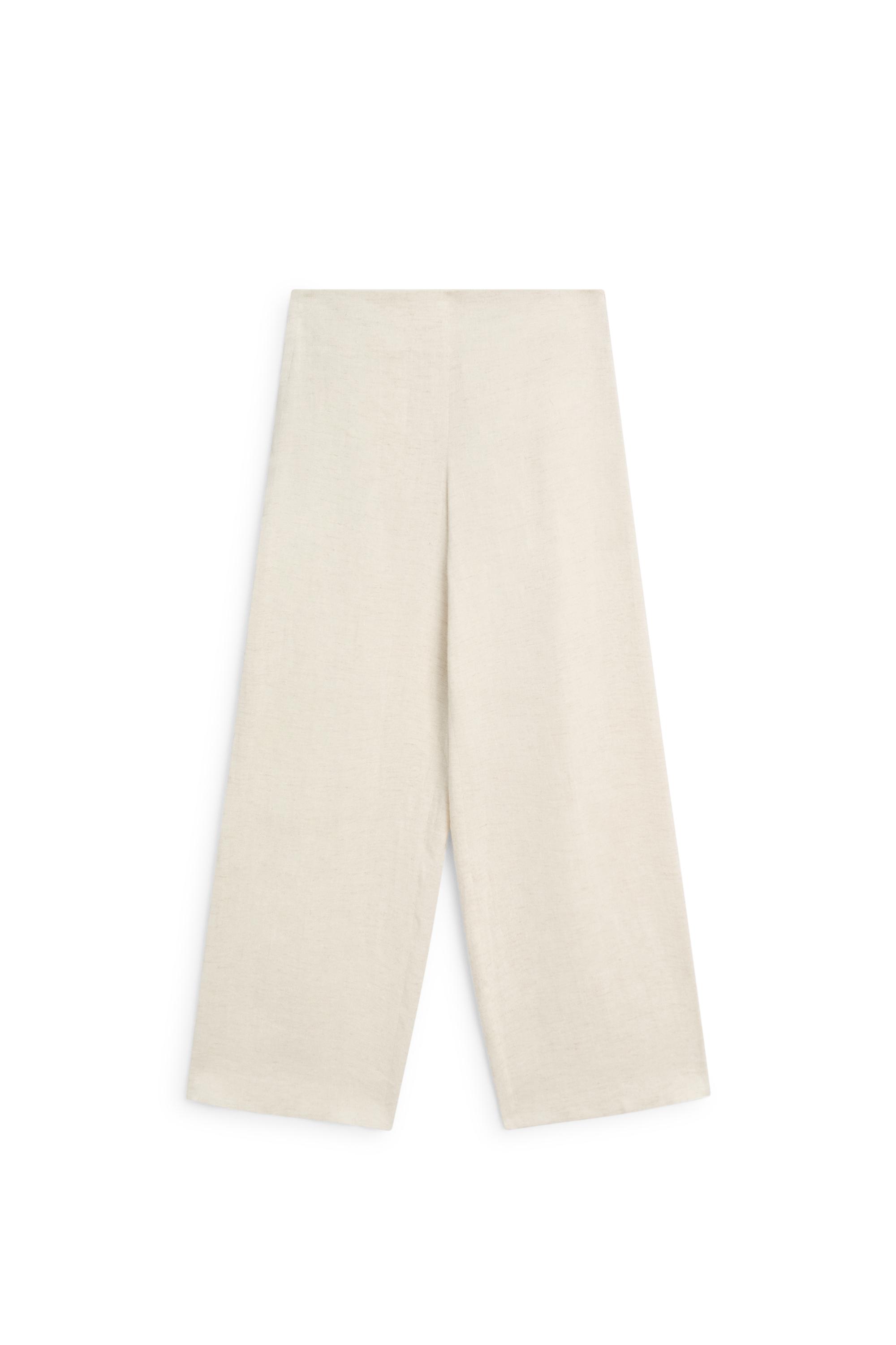 Linen blend barrel fit trousers — SAND