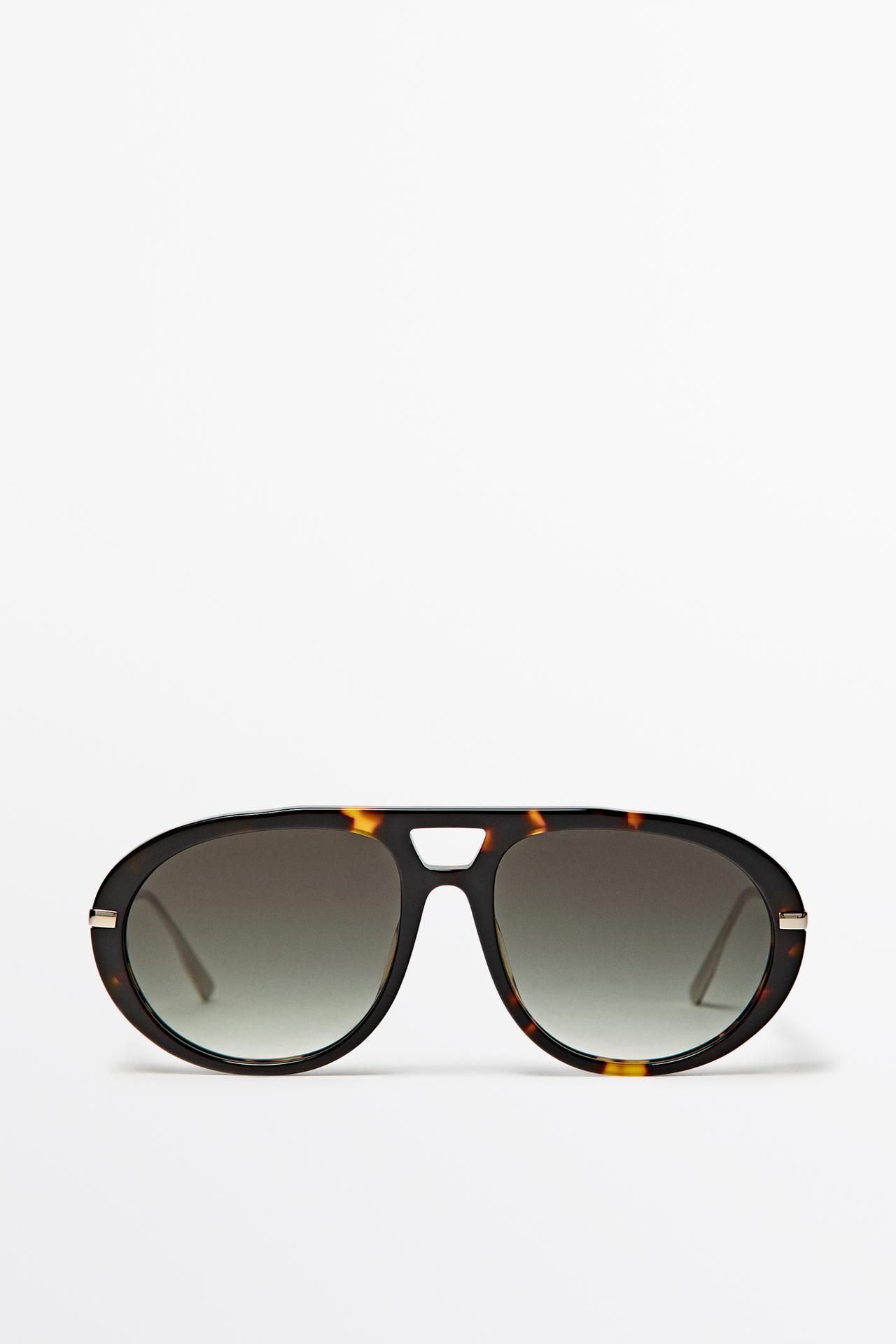 Tortoiseshell-effect aviator sunglasses — GREEN