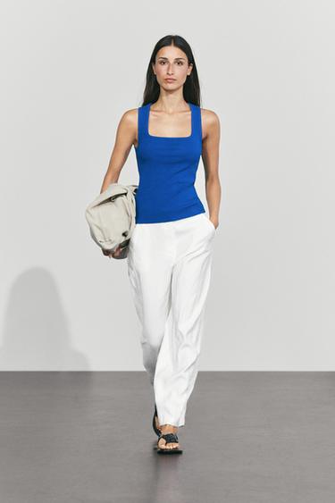 Square Neck Top — Electric blue 1