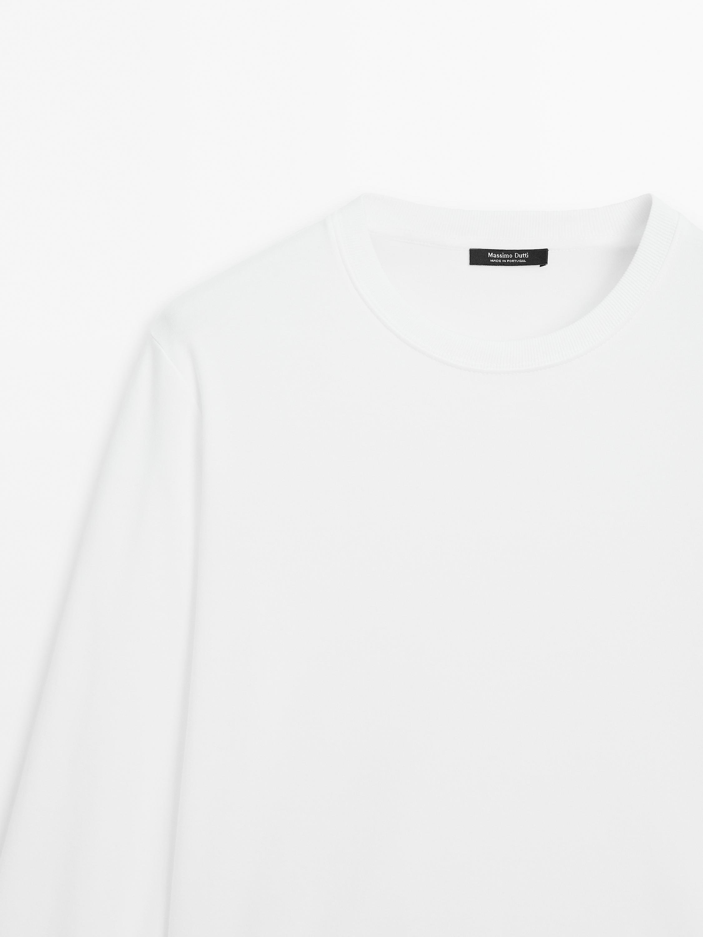 100% cotton interlock long sleeve T-shirt — Off white
