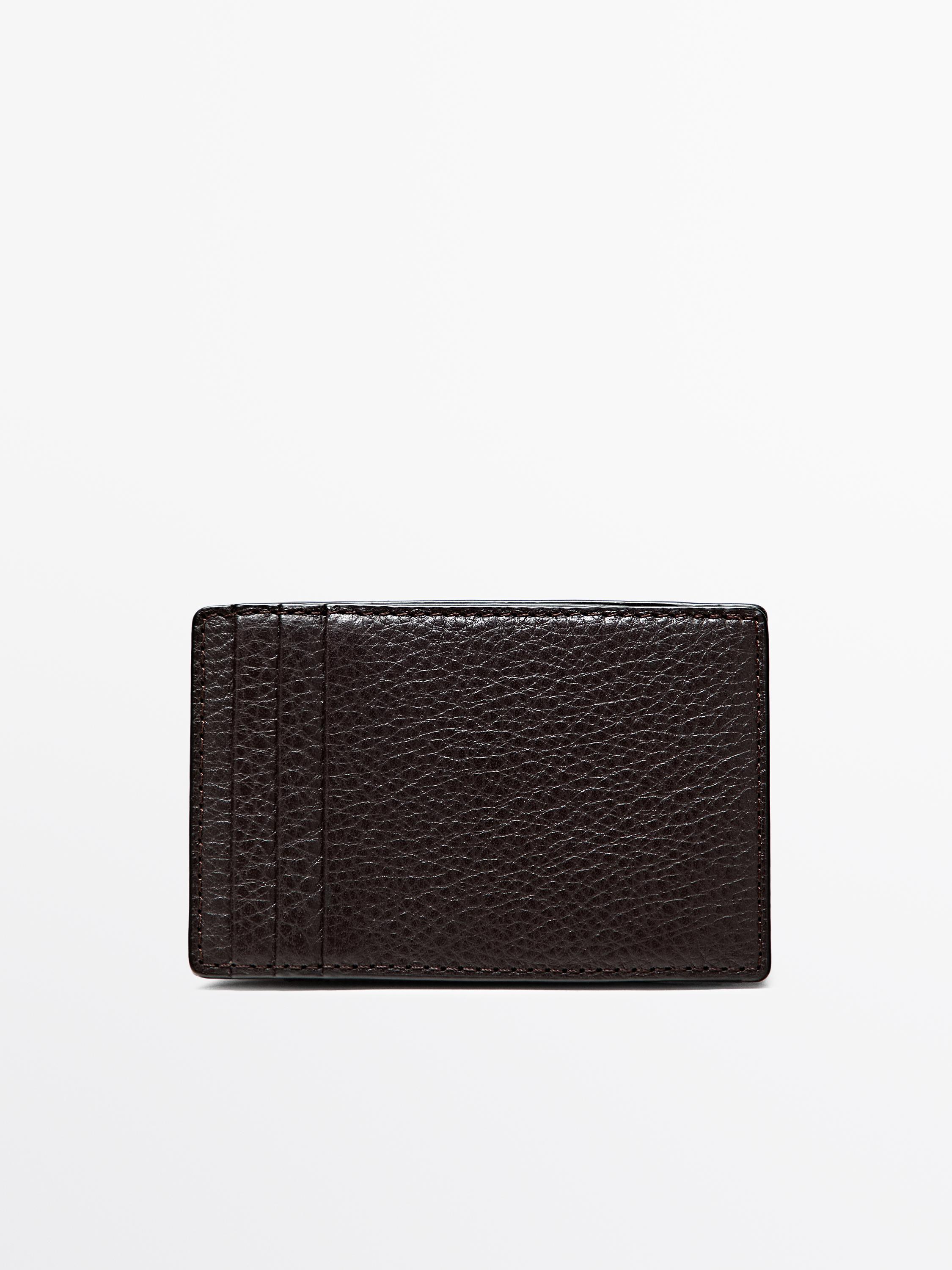 Nappa leather "magic" vertical wallet — BROWN