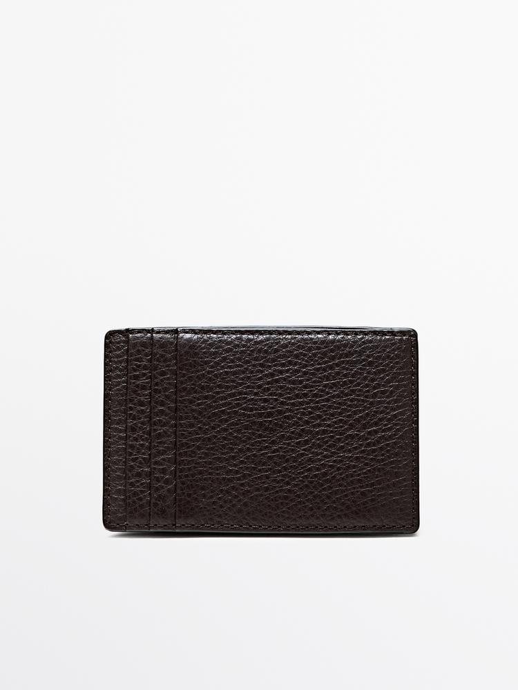 Nappa leather "magic" vertical wallet — BROWN