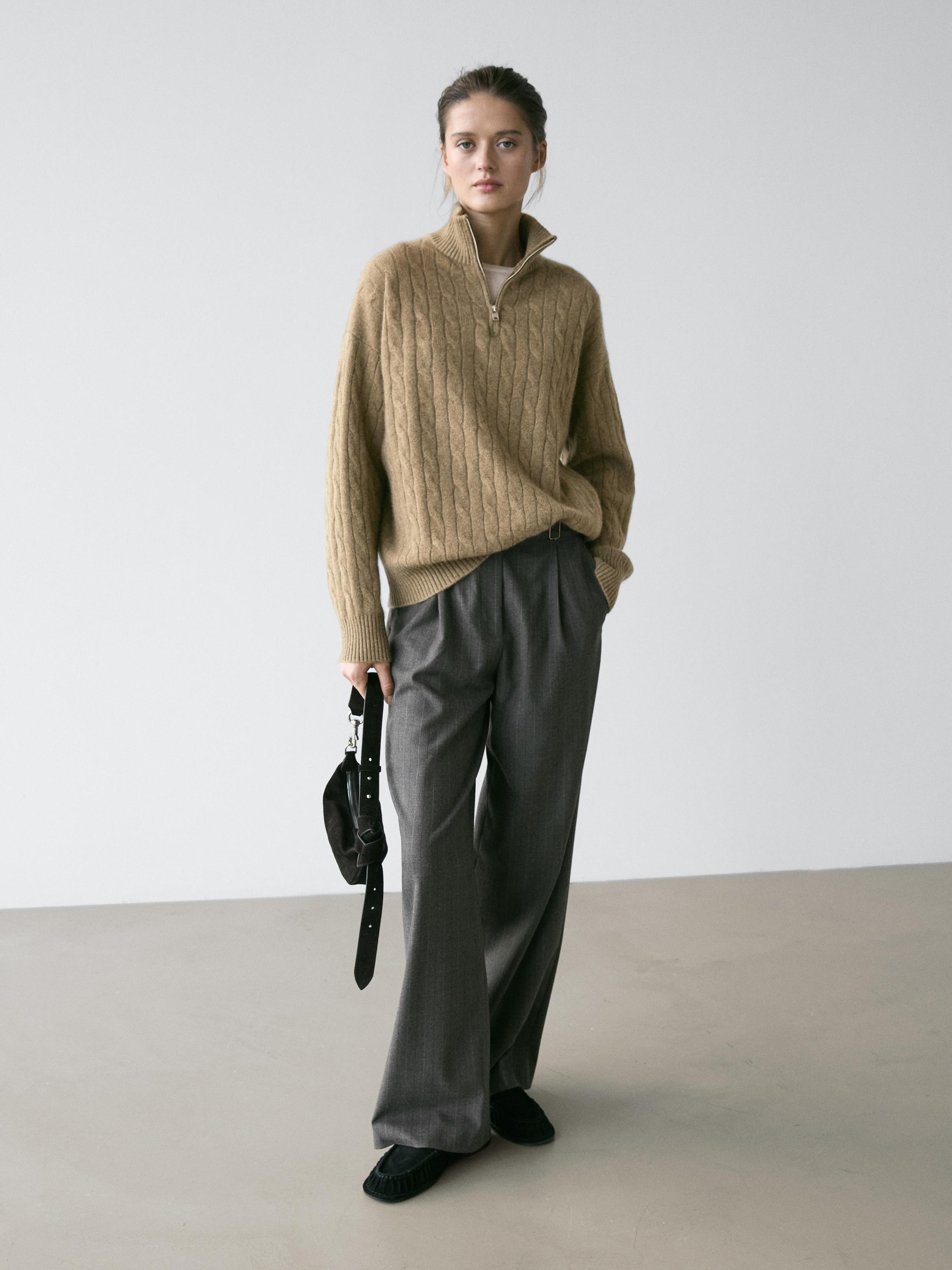 Darted pinstripe trousers — CHARCOAL