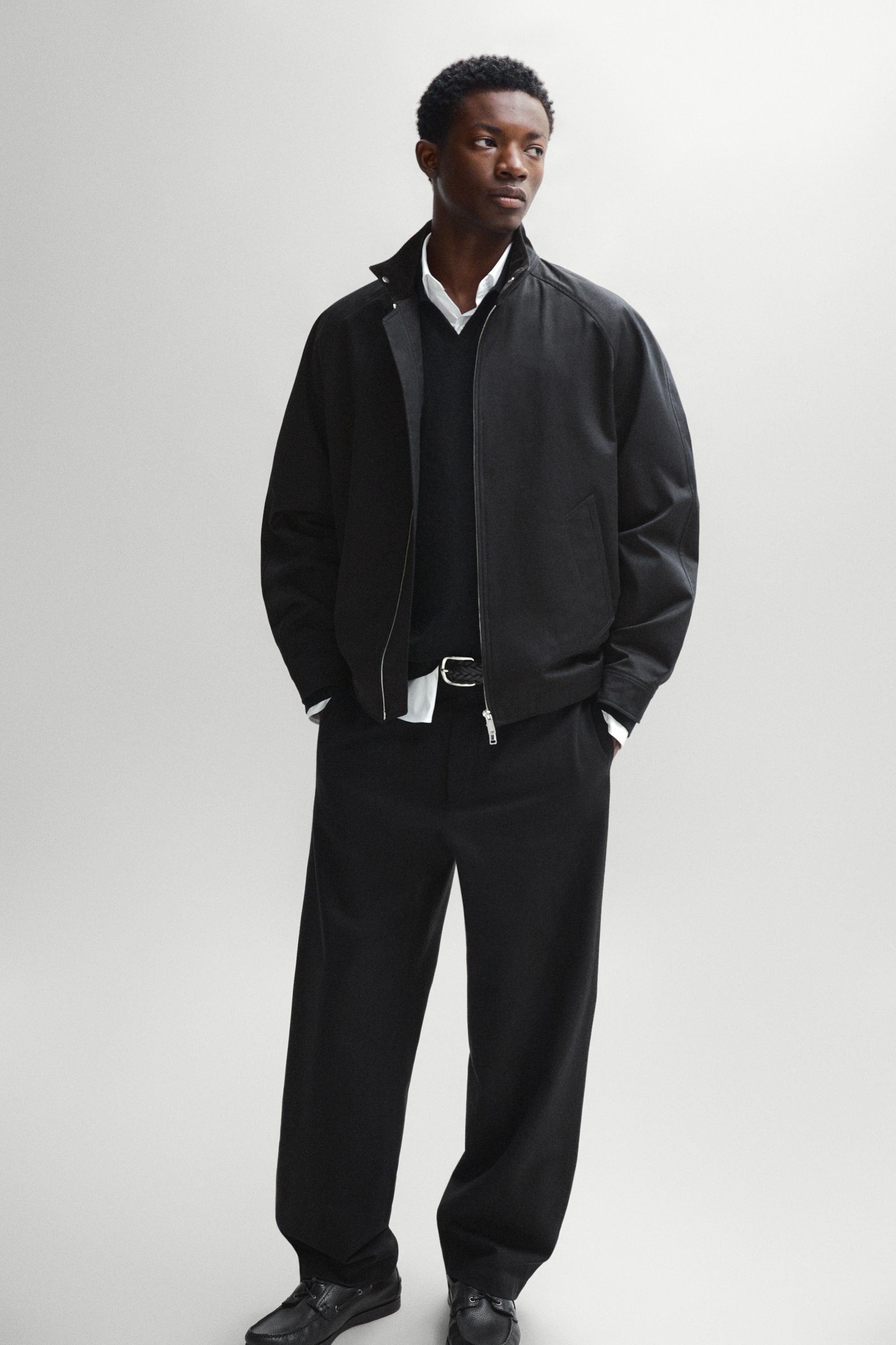 Bomber jacket with collar detail — DARK NAVY