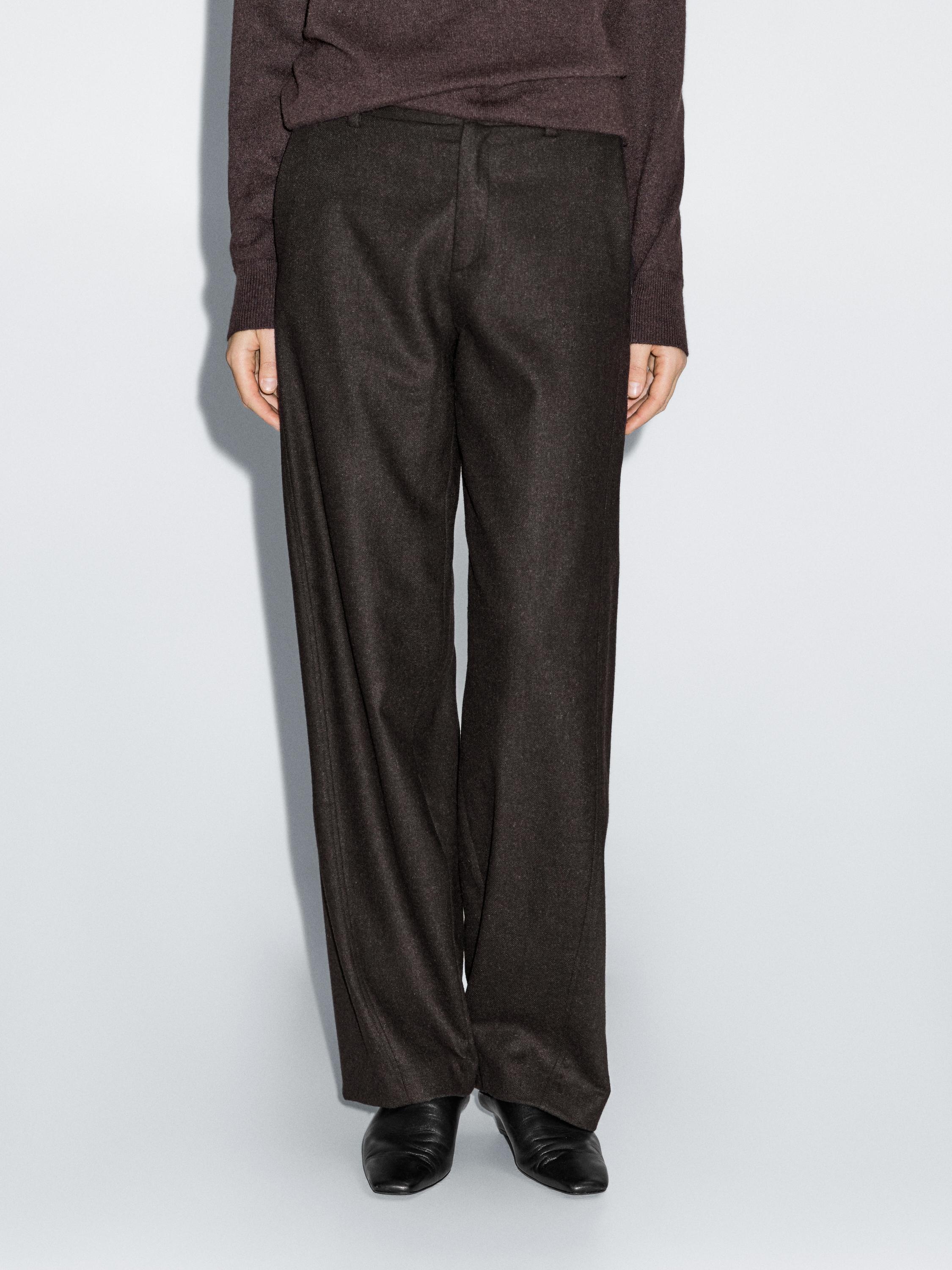 Wool blend flannel trousers