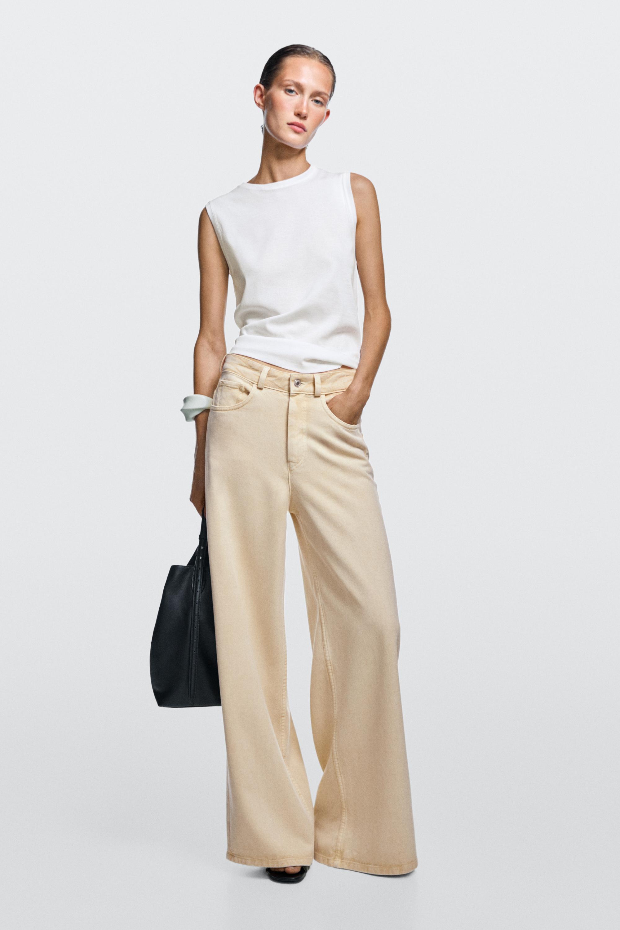 Low-rise wide-leg jeans — Vanilla