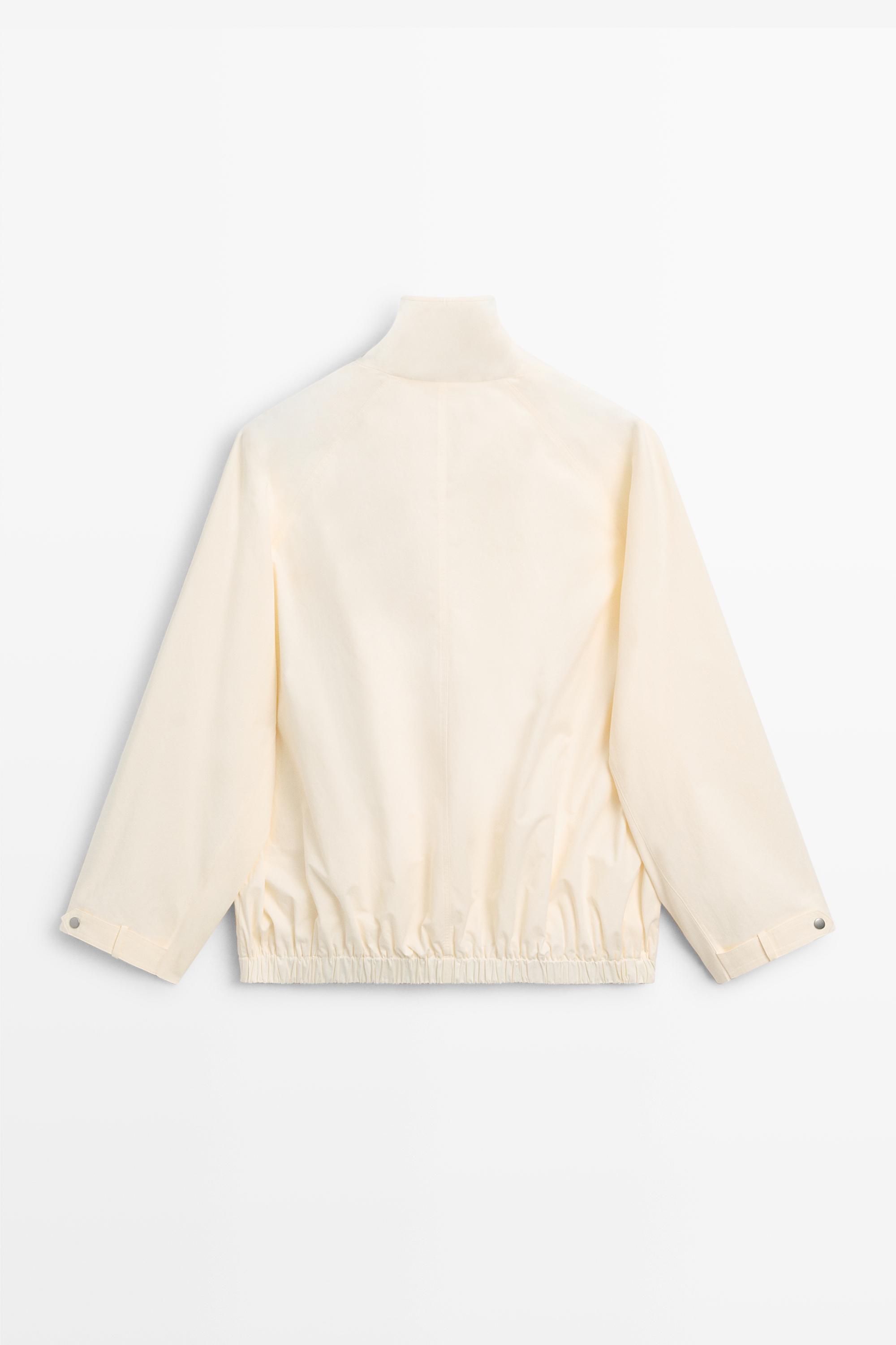 Oversize bomber jacket with snap buttons — CREAM