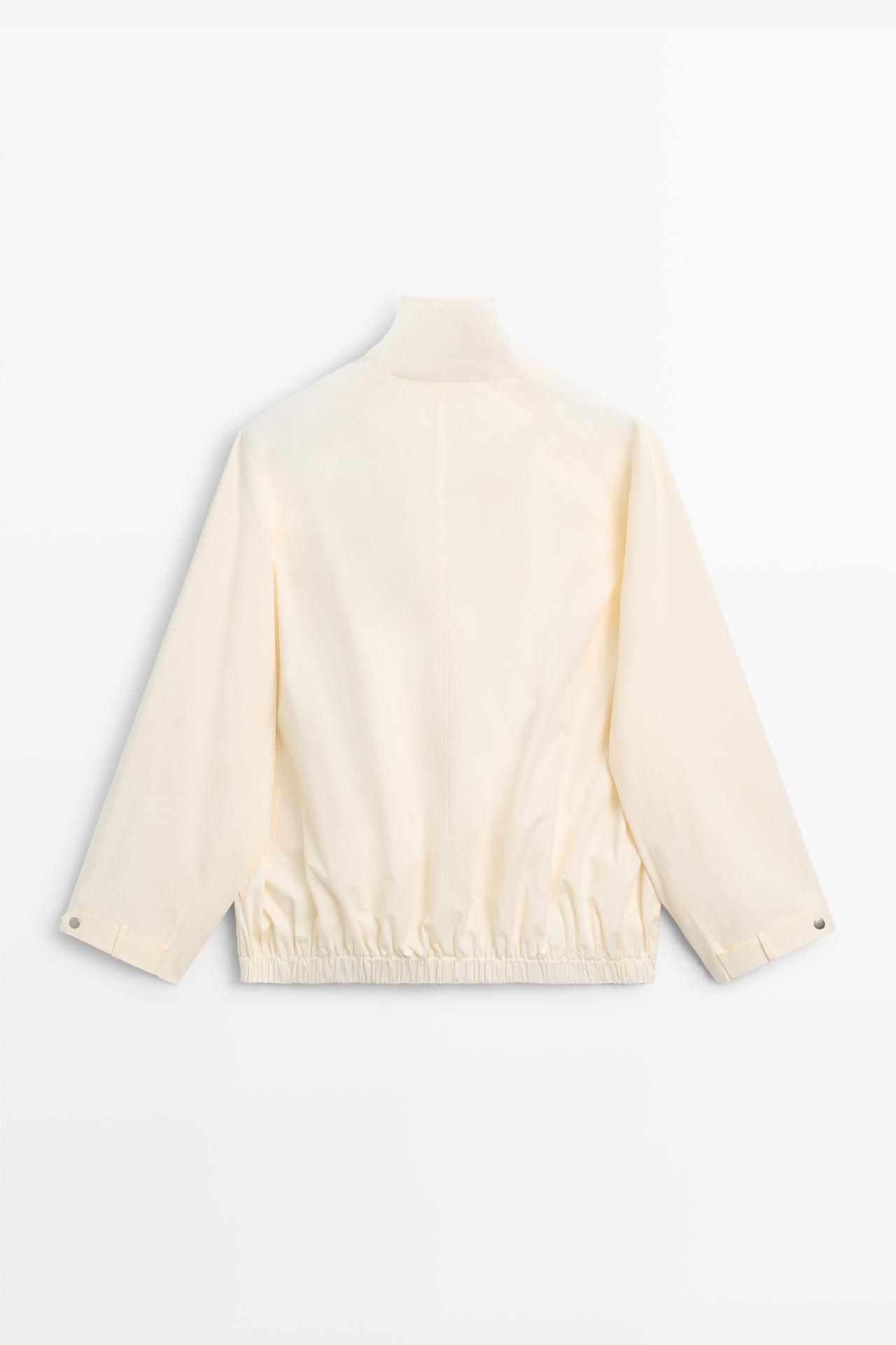 Oversize bomber jacket with snap buttons — CREAM
