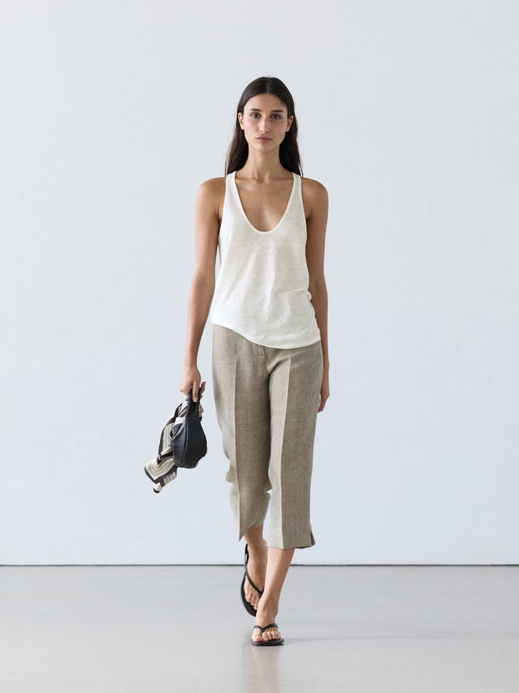 Flowing 100% linen top — Off white