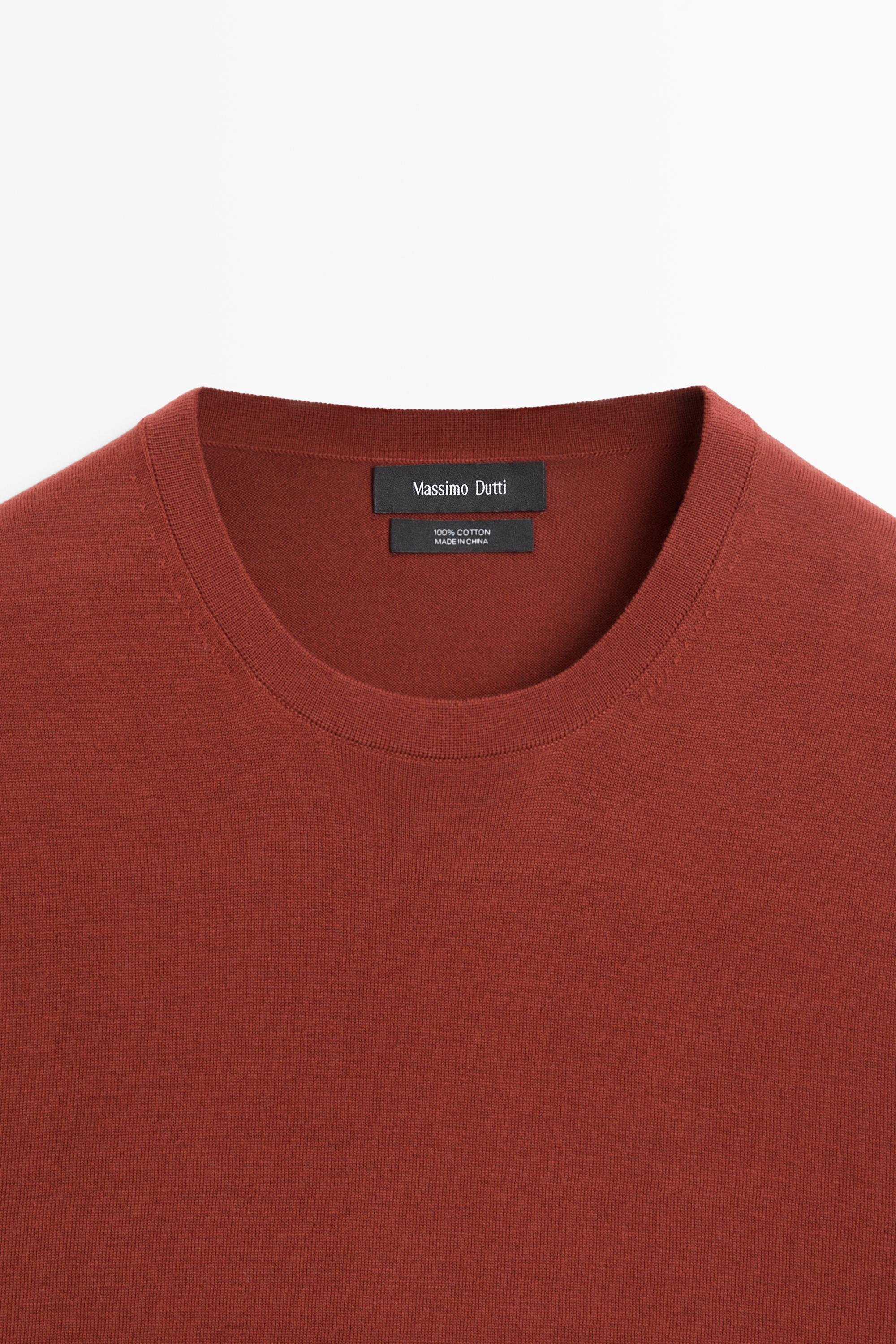 100% cotton short sleeve knit sweater — COPPER