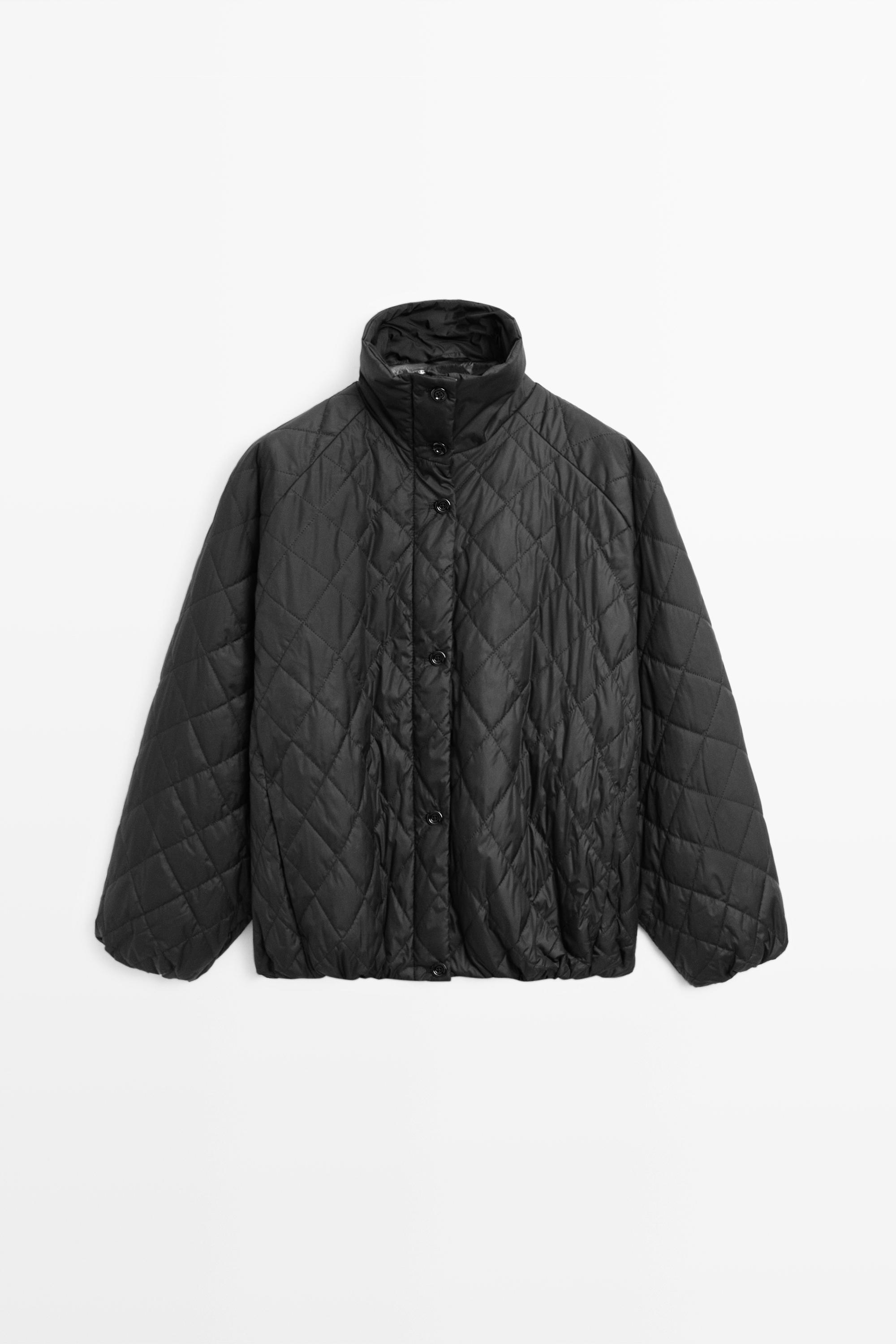 High neck quilted bomber jacket