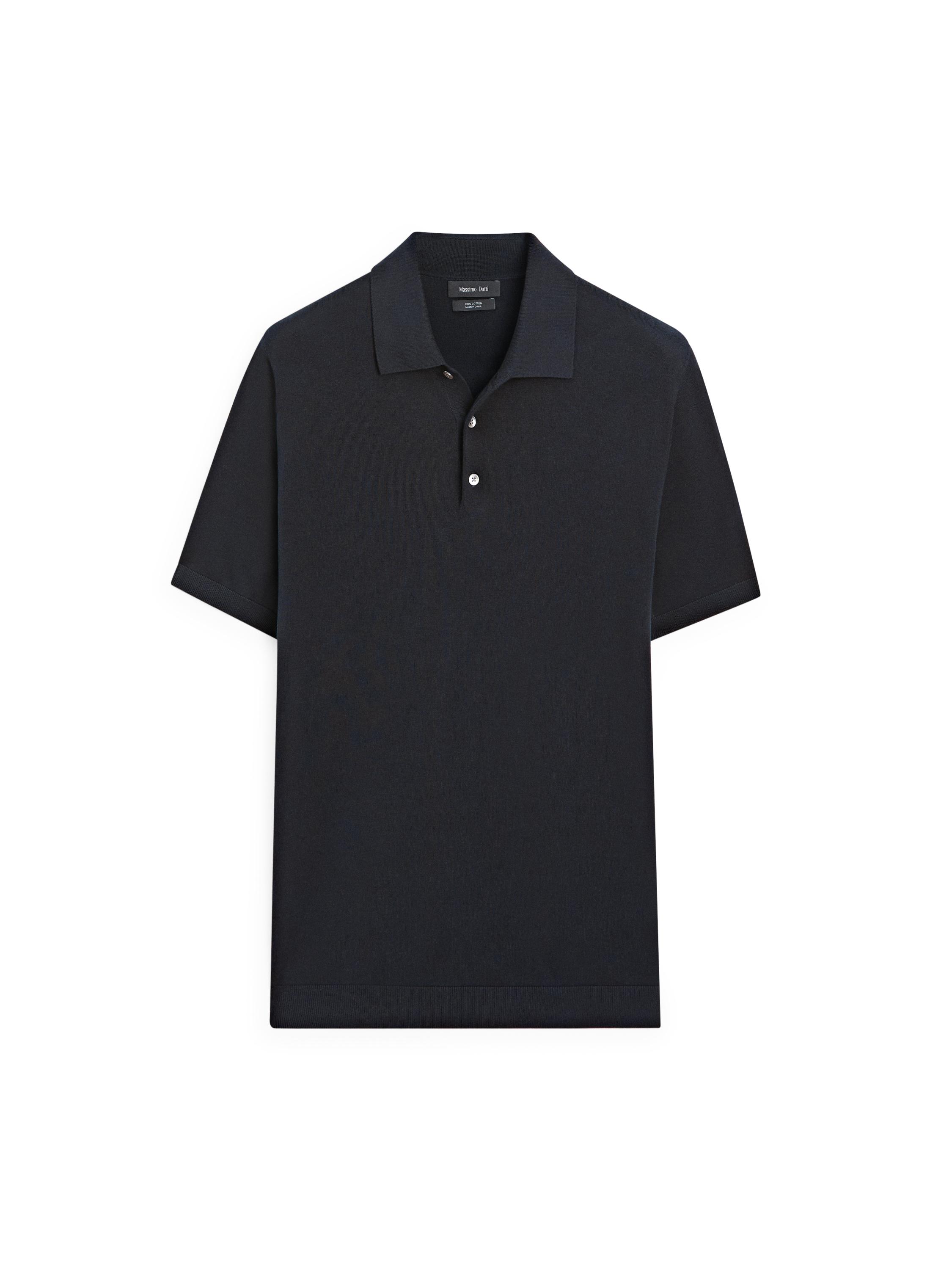 100% cotton knit polo shirt — NAVY BLUE