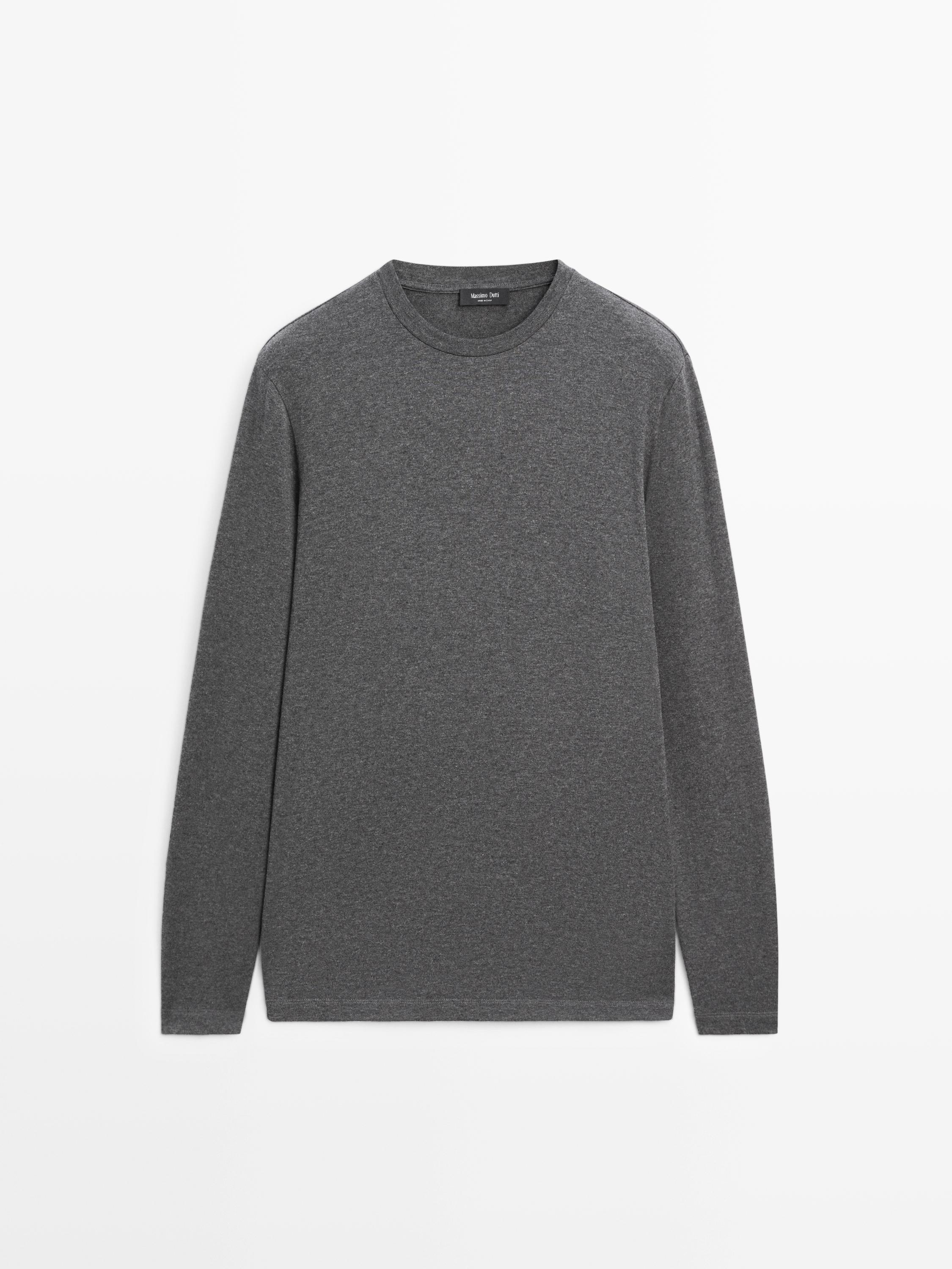 Long-sleeve cotton blend T-shirt