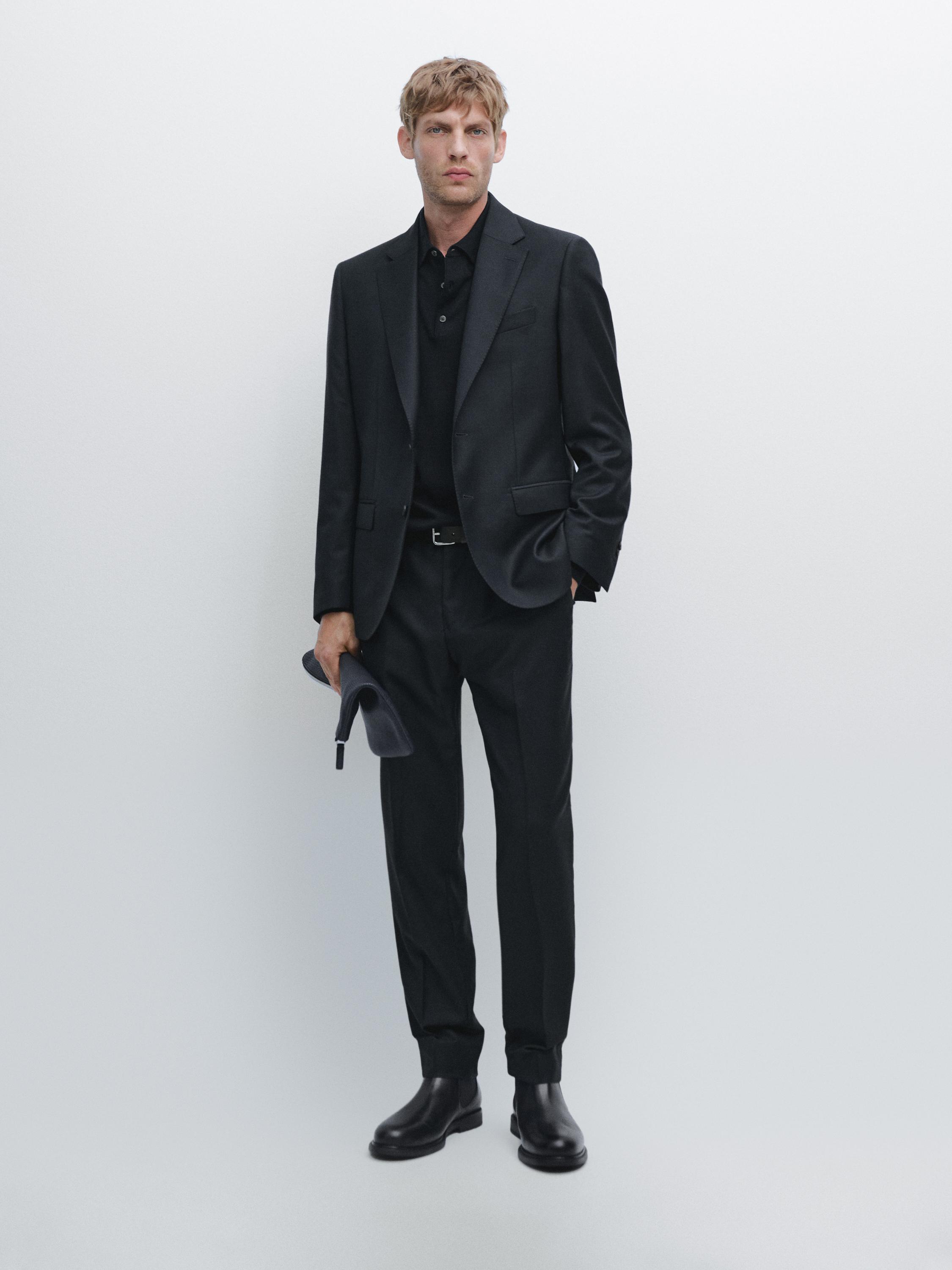 Micro textured weave suit trousers