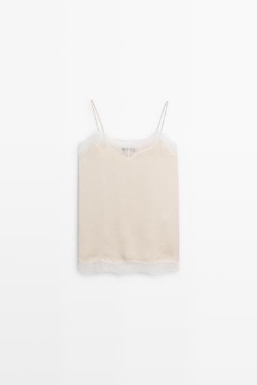 Strappy top with lace detail — CREAM 2