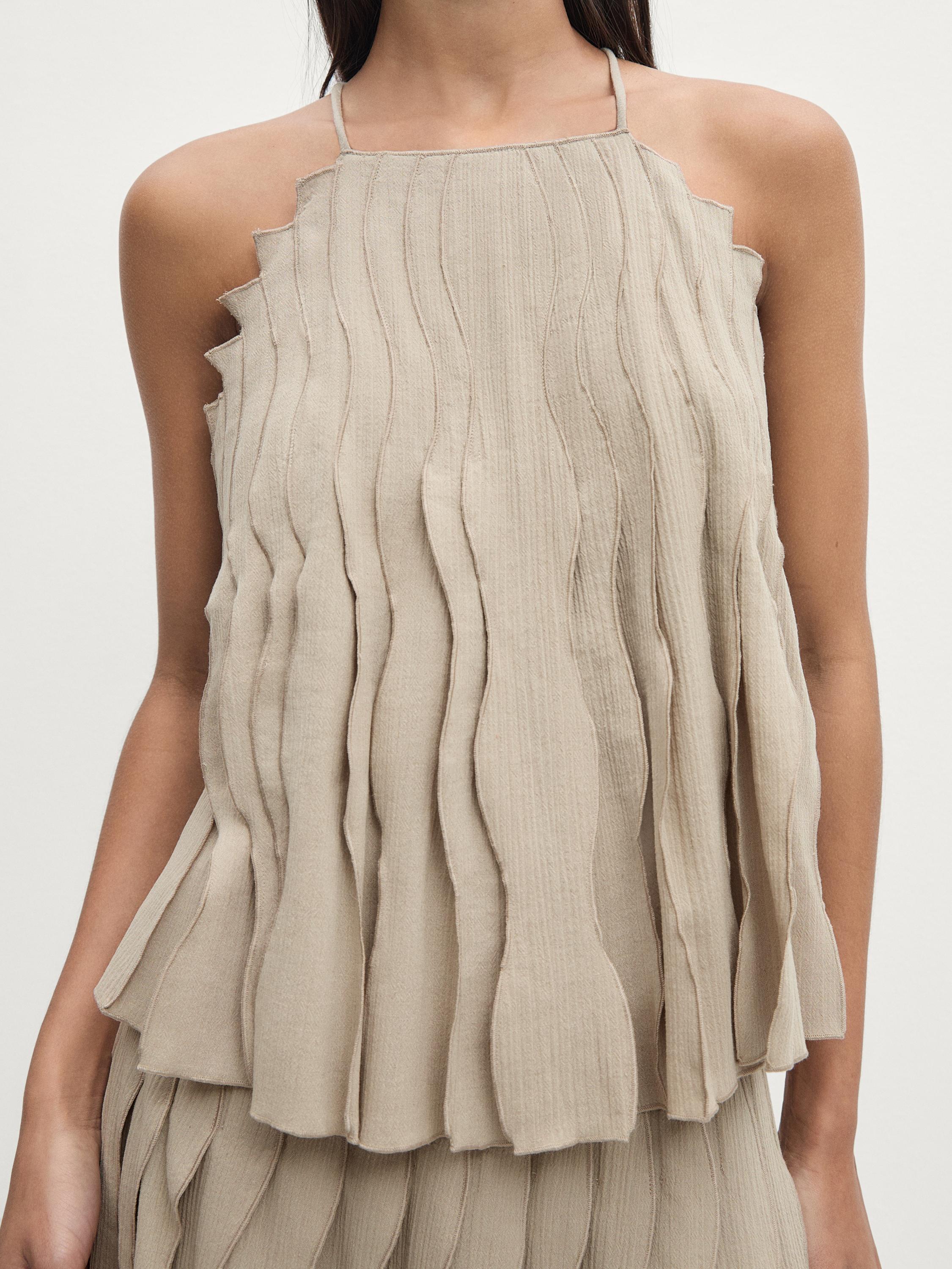 Top halter pliegues ondulados