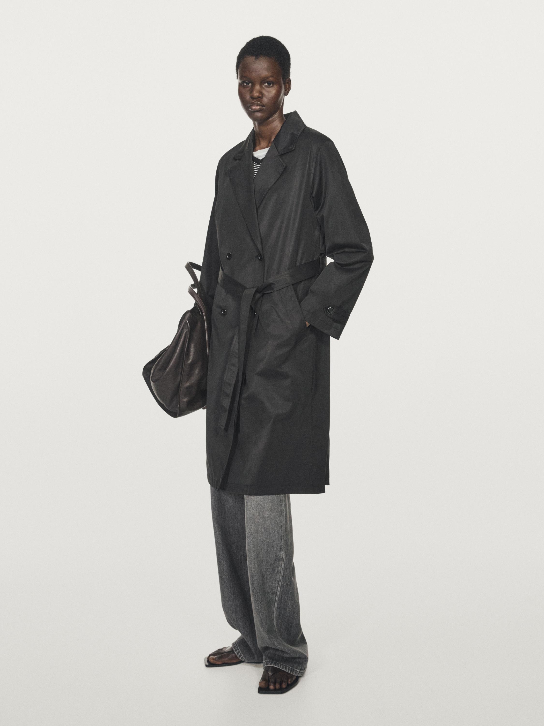 Long trench coat with inner waistcoat