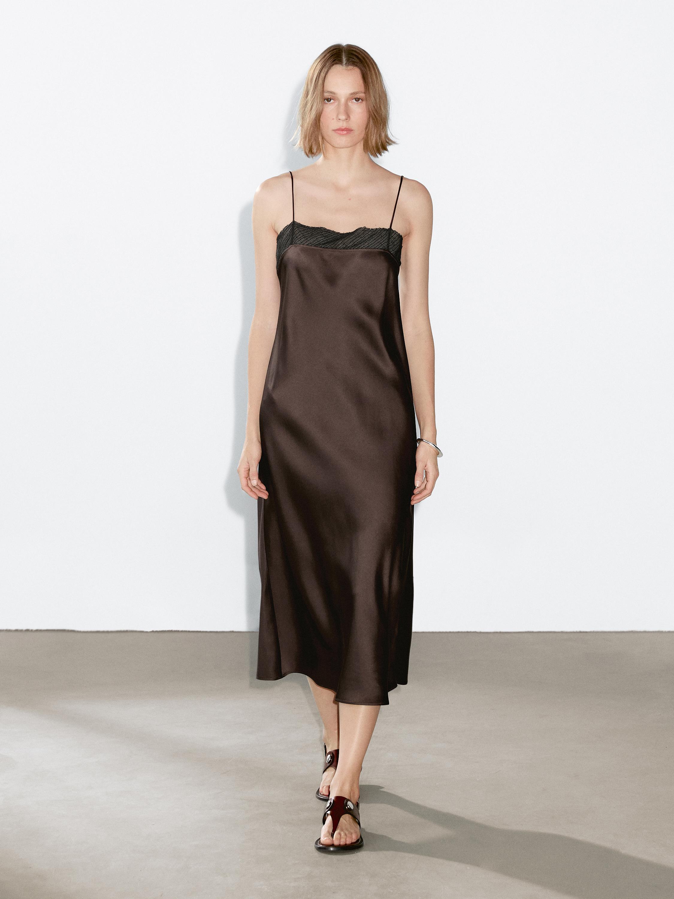 Flowing midi dress with lace detail