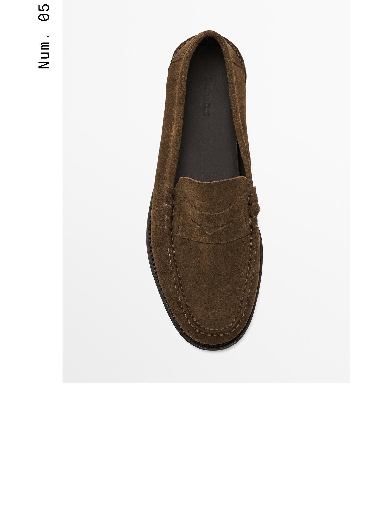 Split suede penny loafers