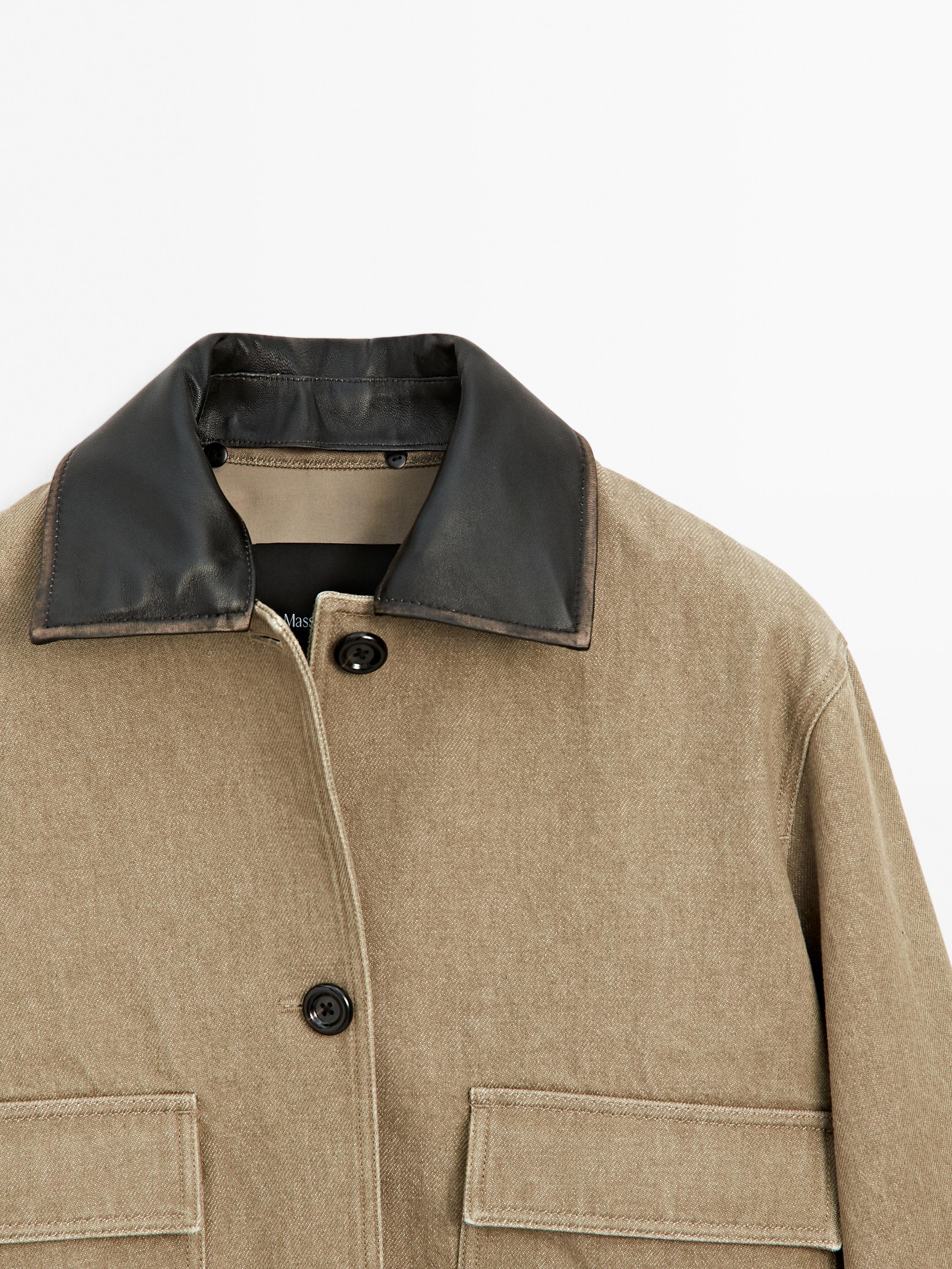 Giacca con colletto in pelle rimovibile