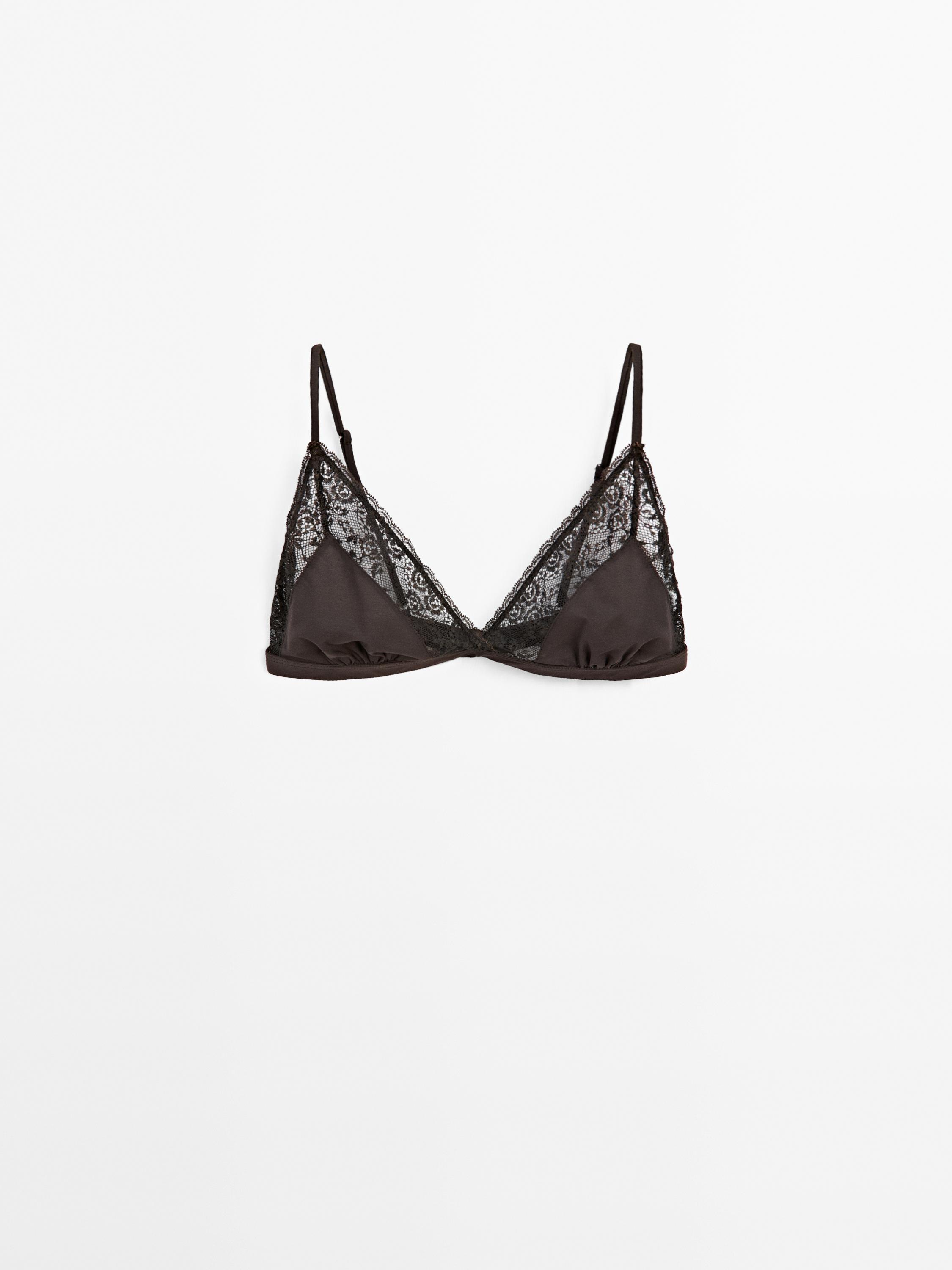 Blonde lace bra in contrast fabric - Studio