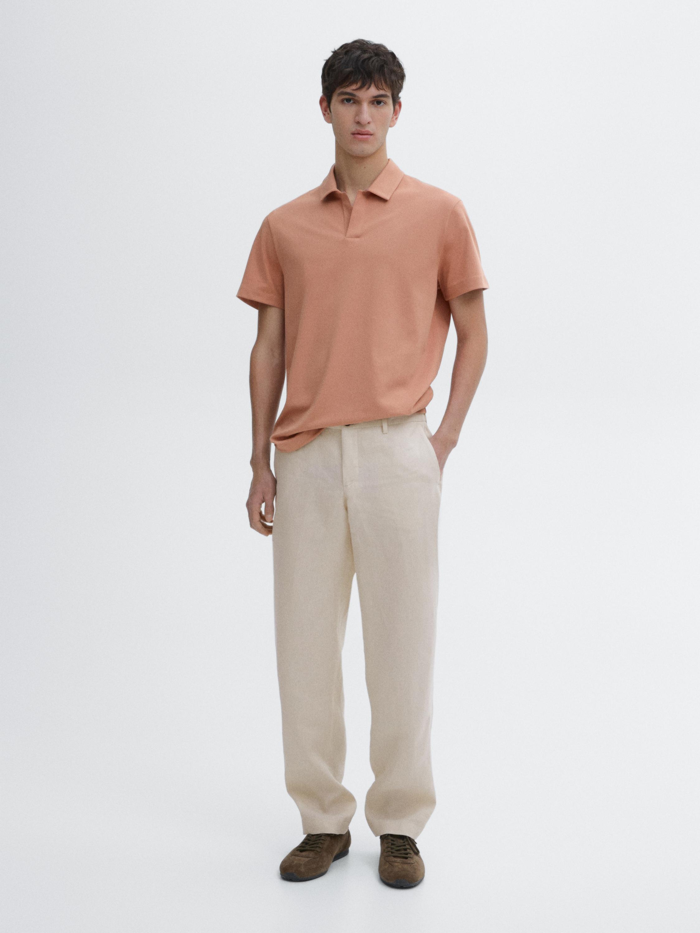 Short sleeve knitted cotton polo shirt