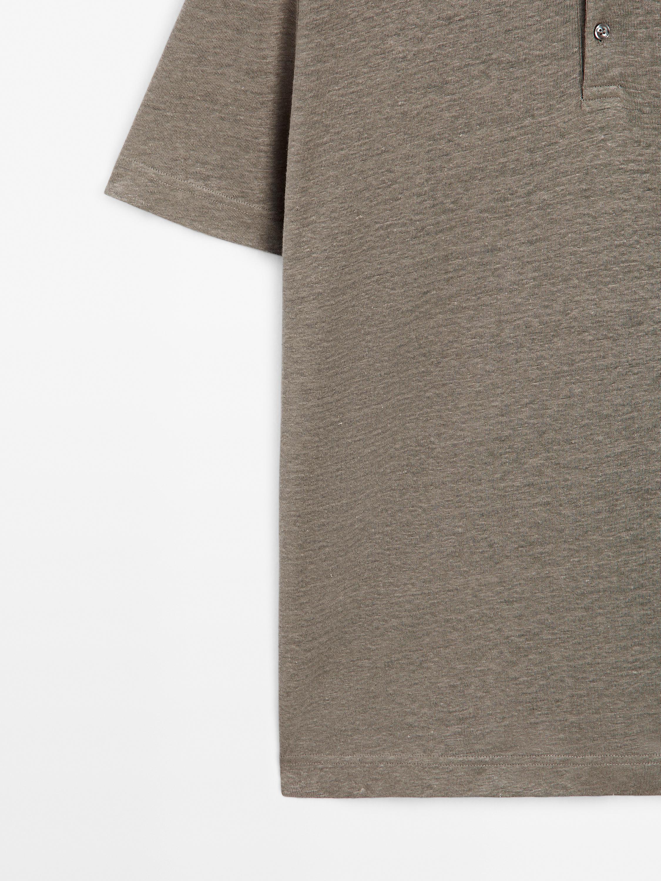 100% linen short sleeve polo shirt