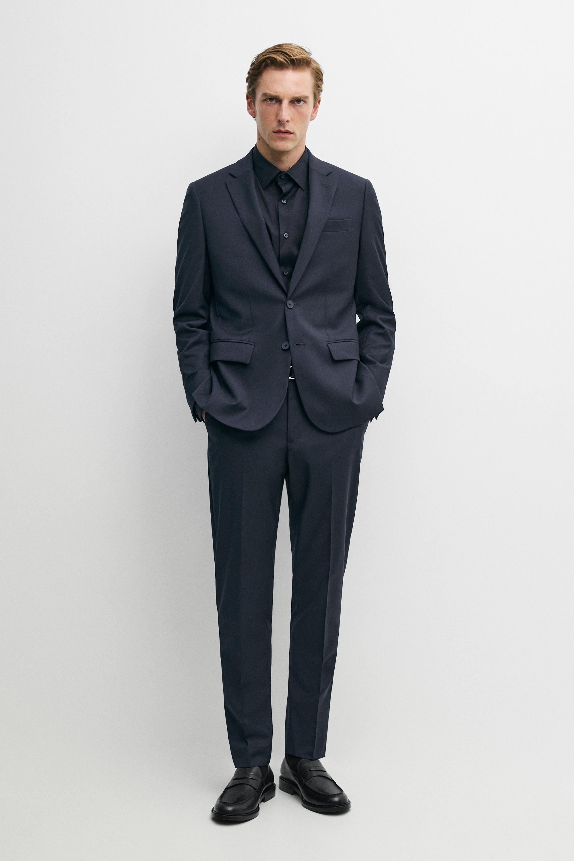 Slim fit stretch shirt — NAVY BLUE