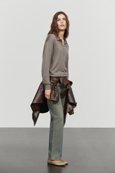 Wool blend quarter-zip knit sweater — DARK KHAKI 8