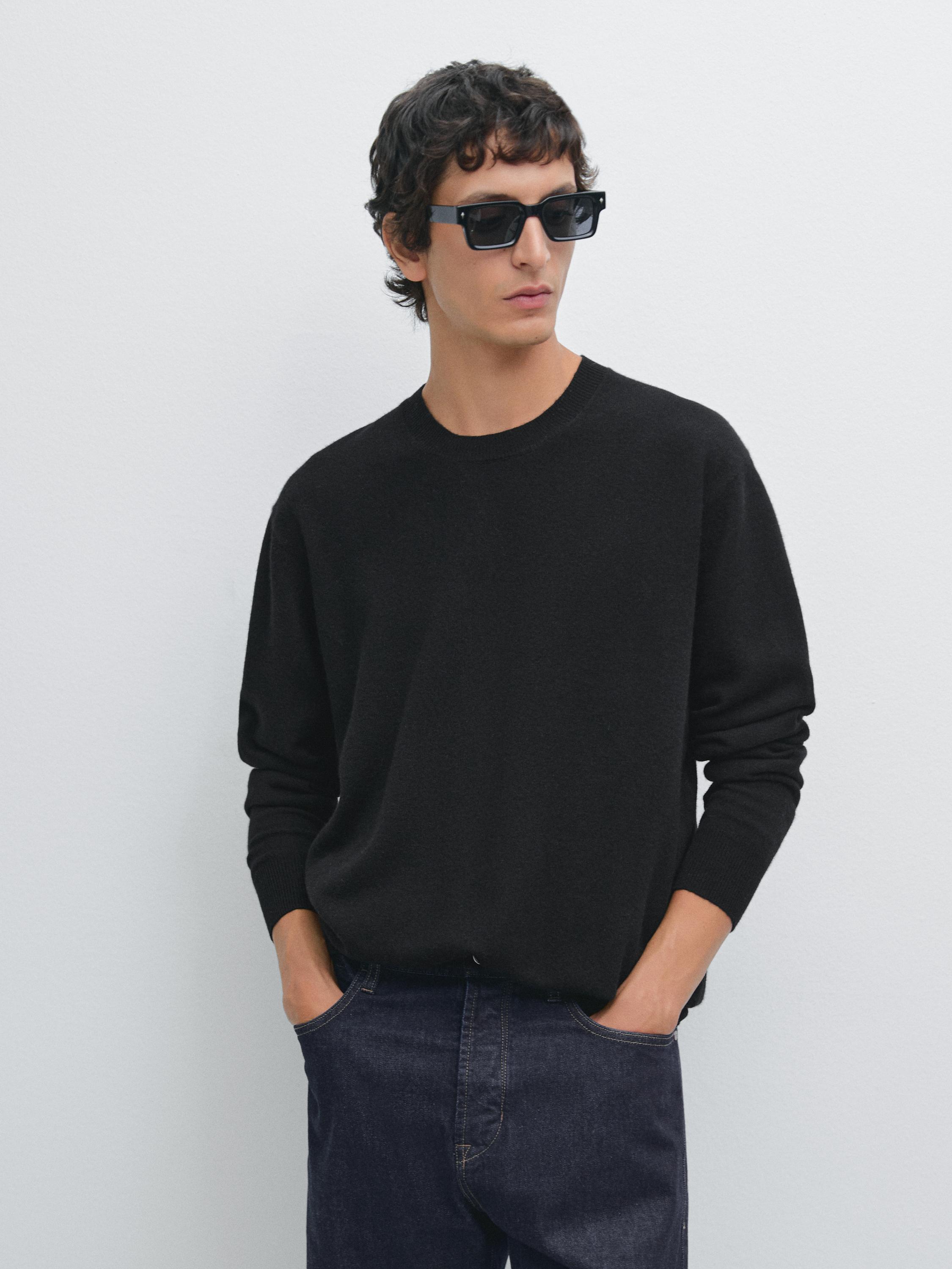 Wool blend crew neck sweater