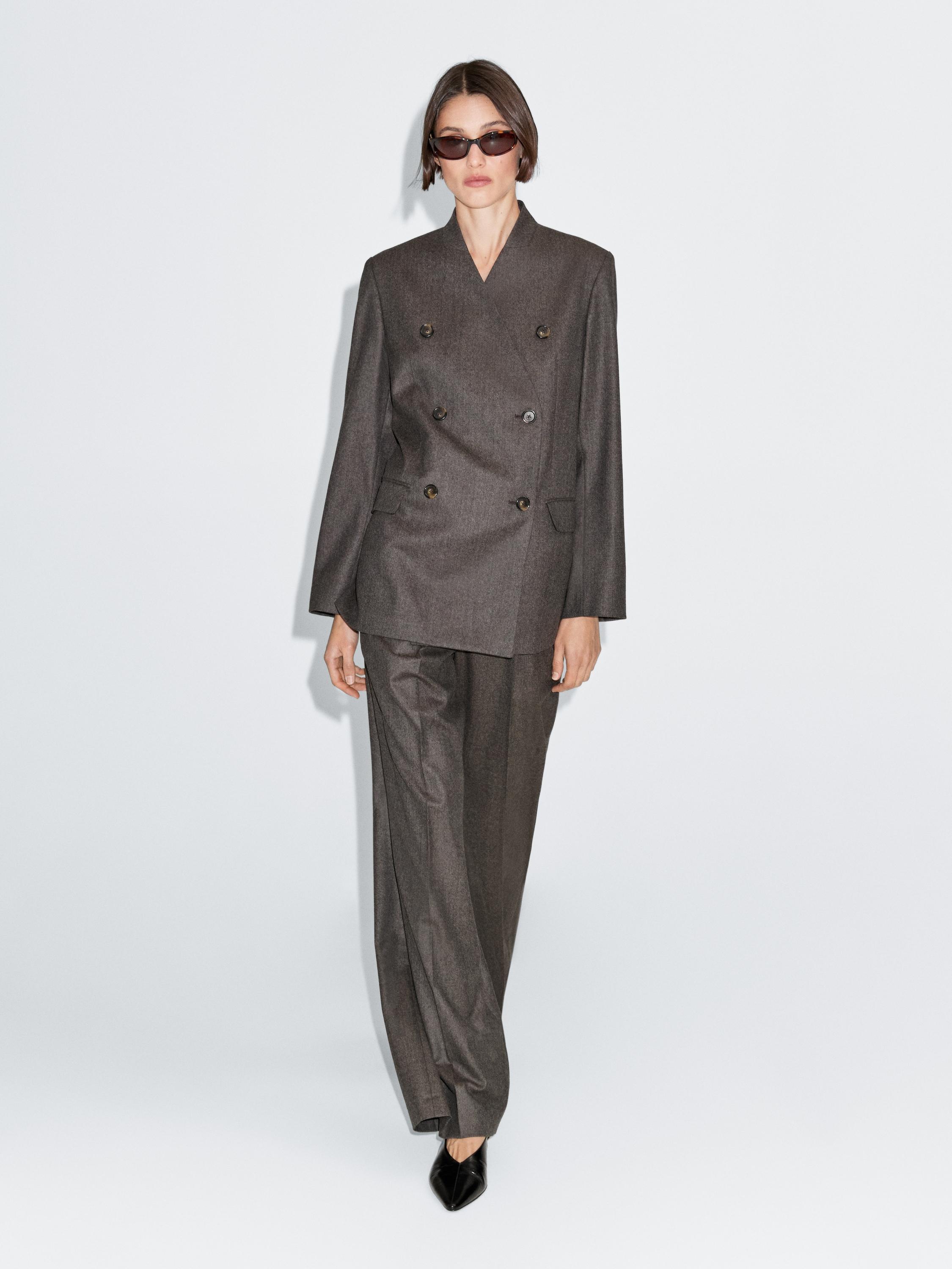100% wool melange suit trousers