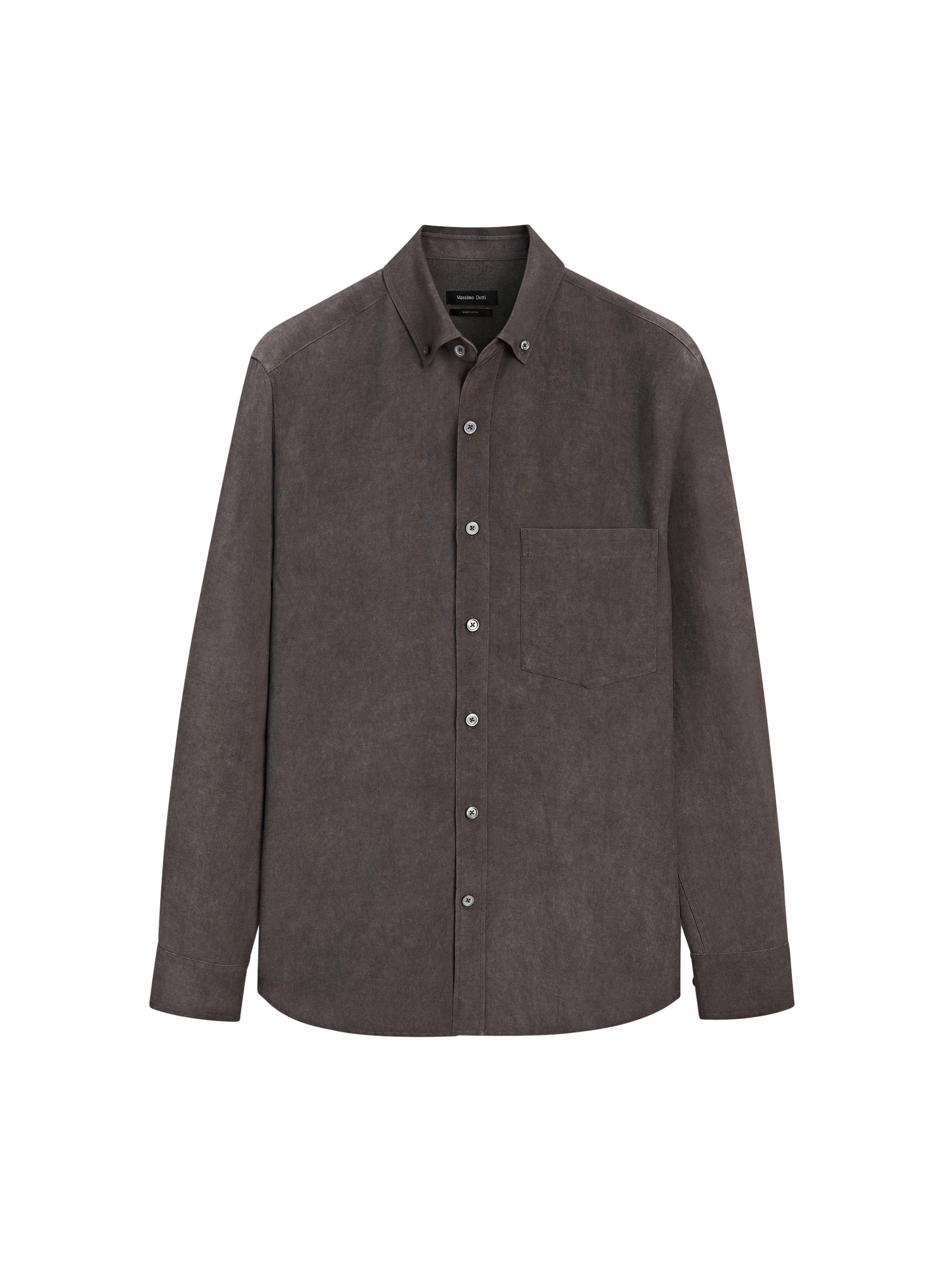 Flowing regular fit shirt with pocket — AUBERGINE