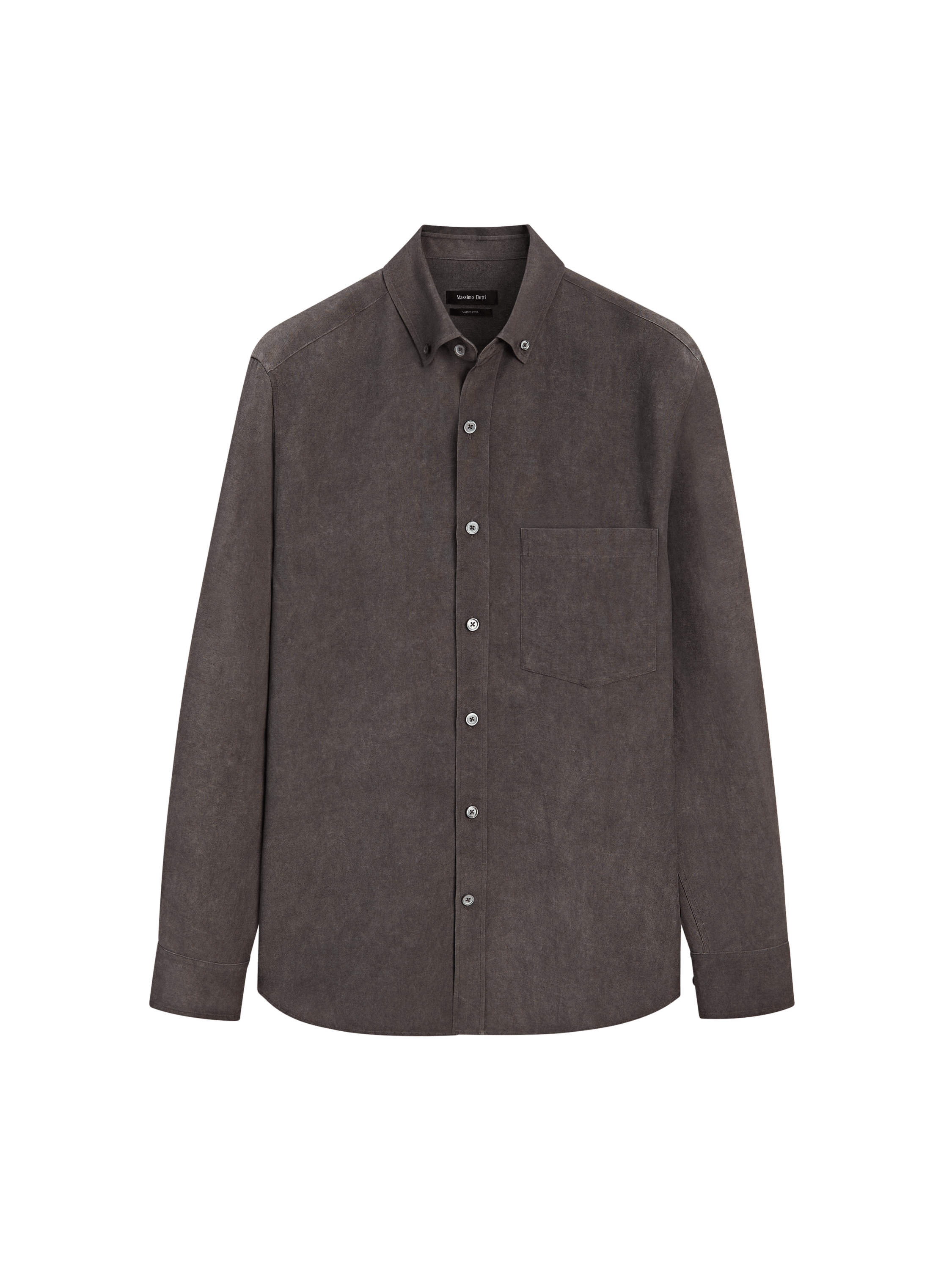 Flowing regular fit shirt with pocket — AUBERGINE